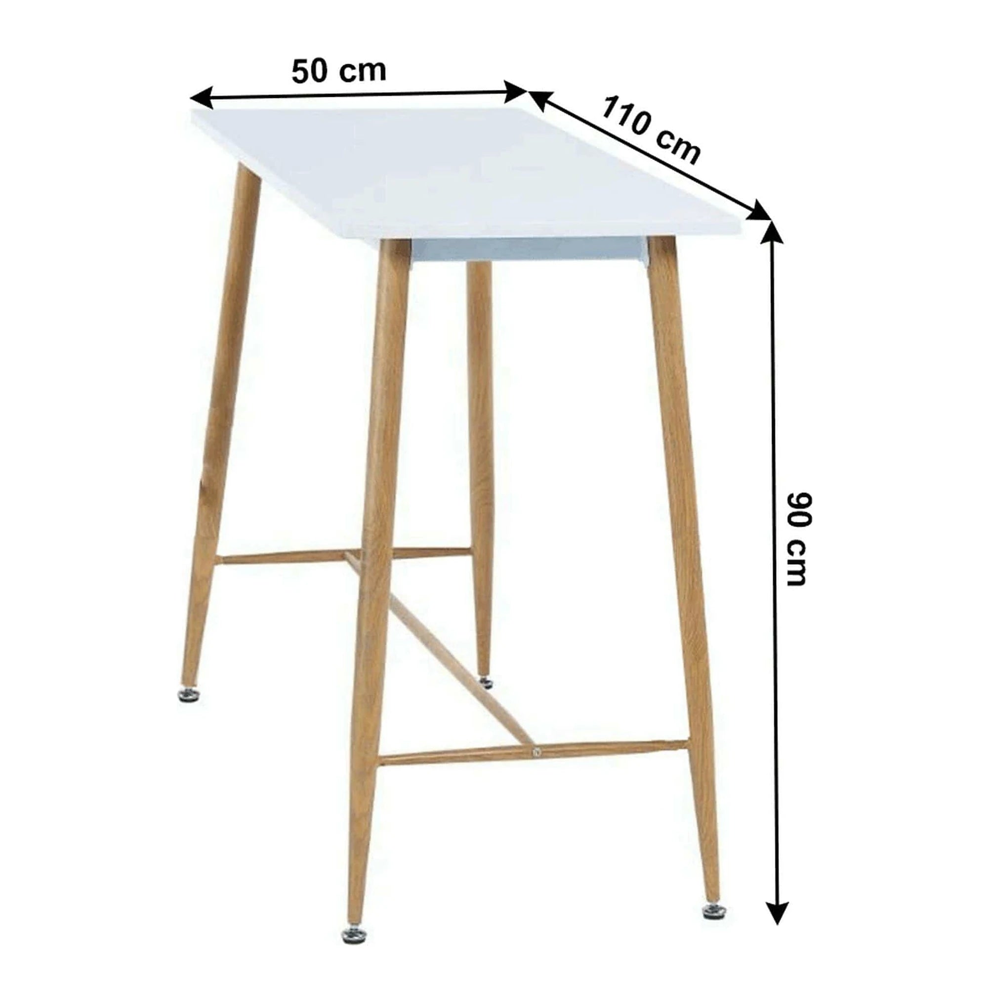 Masa bar DORTON, alb/stejar, 110x50x90 cm