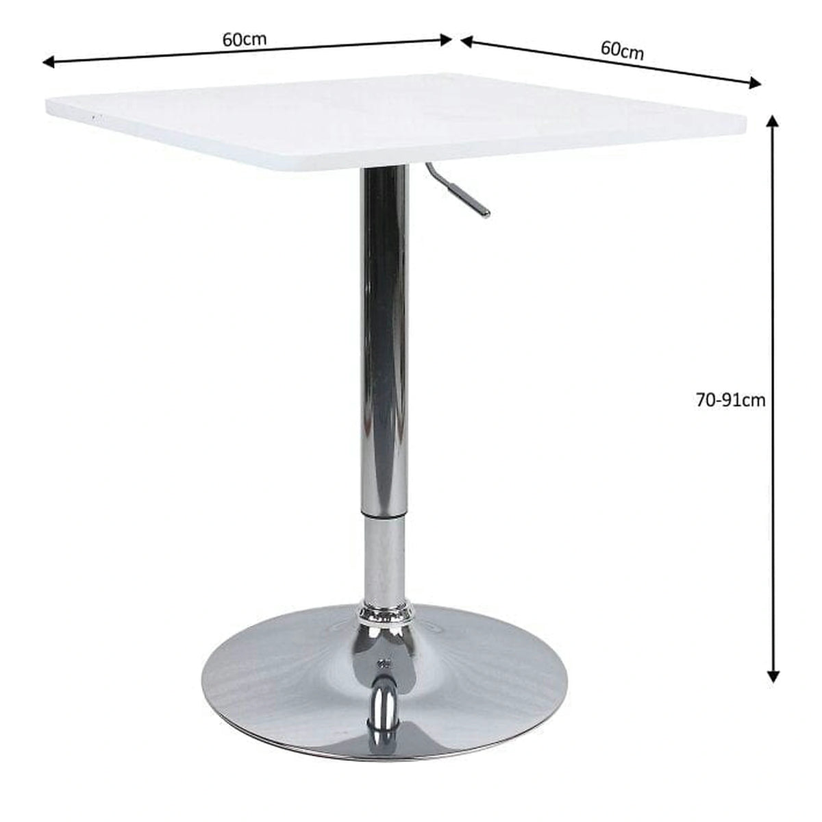 Masa bar FLORIAN 2 NEW, alb/crom, 60x70/91 cm