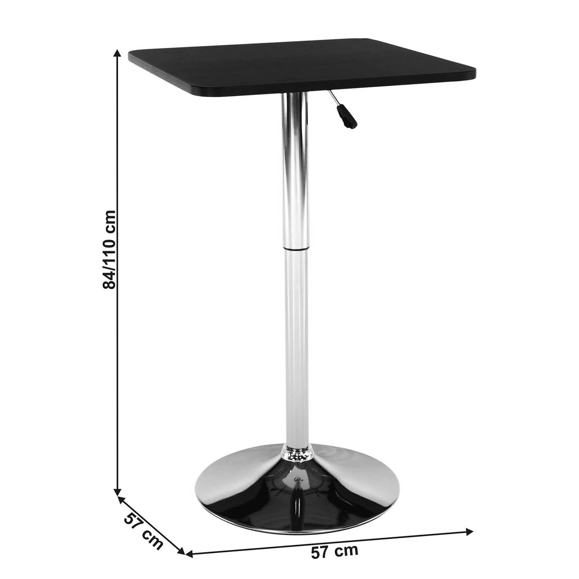 Masa bar FLORIAN, negru/crom, 57x84/110 cm