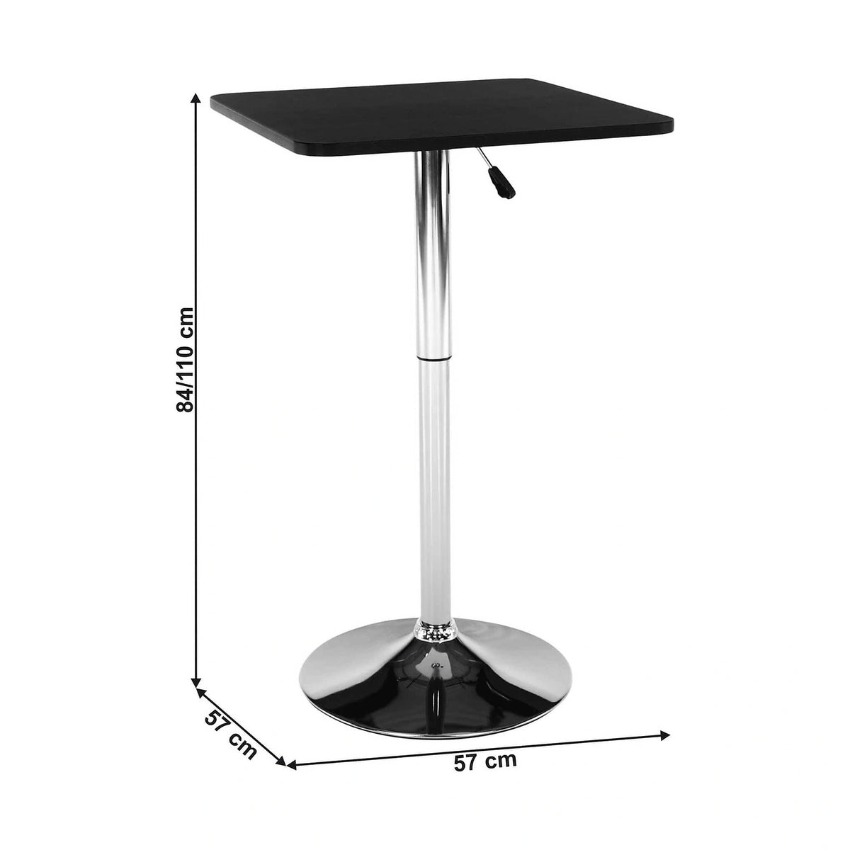 Masa bar FLORIAN, negru/crom, 57x84/110 cm
