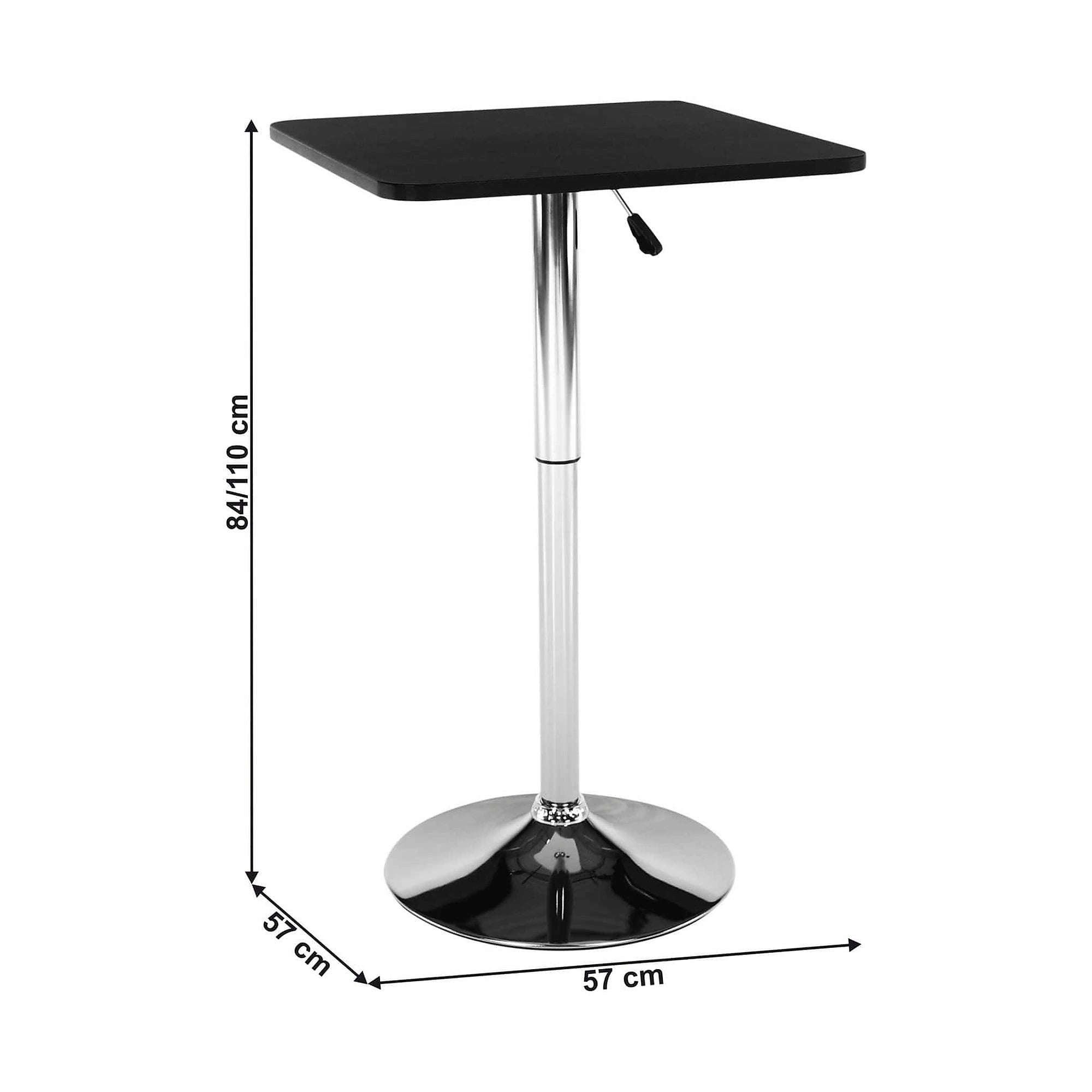 Masa bar FLORIAN, negru/crom, 57x84/110 cm