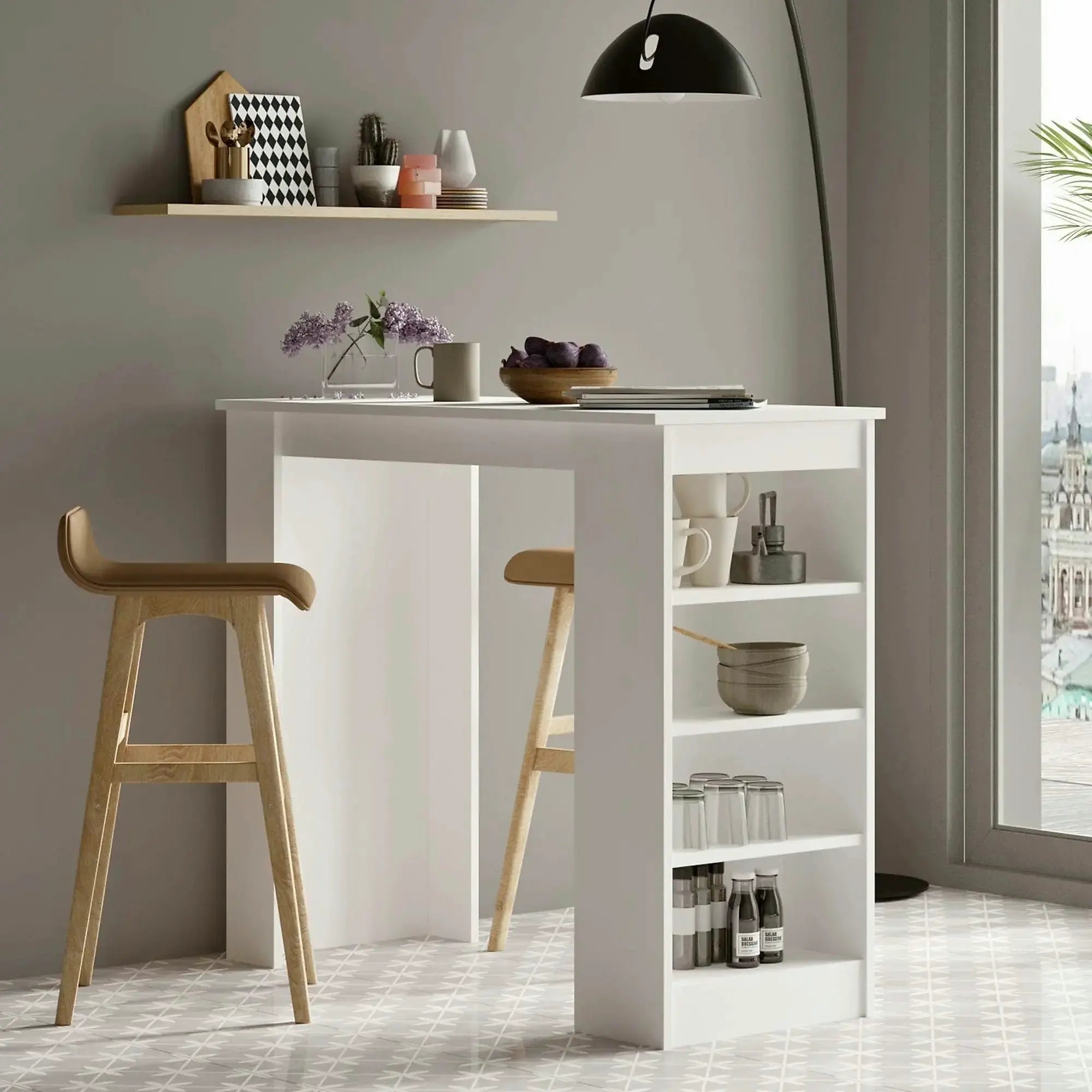 Masa bar ST1 - W, alb, PAL melaminat, 120x52x102 cm