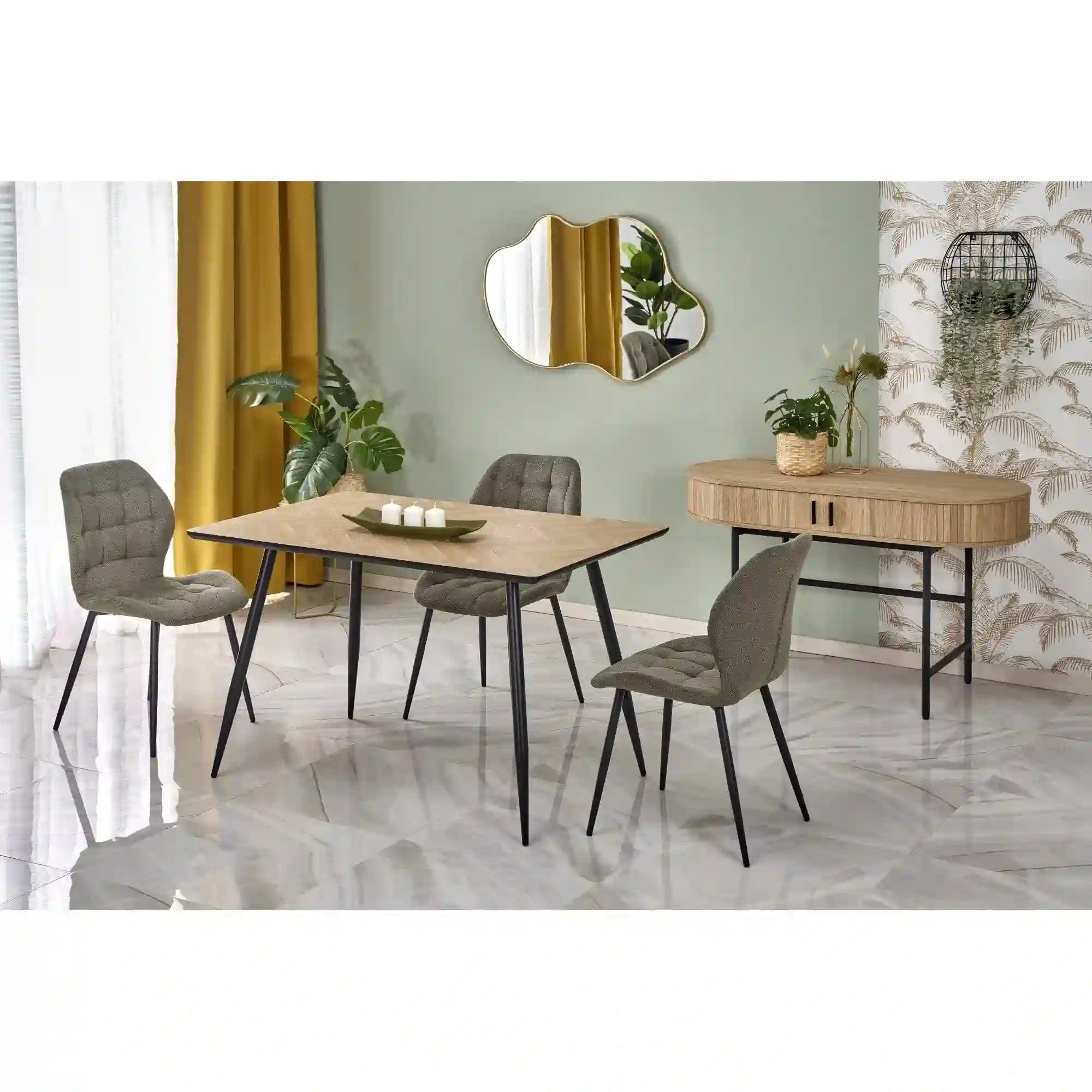 Masa BERTO, stejar/negru, 120x80x77 cm