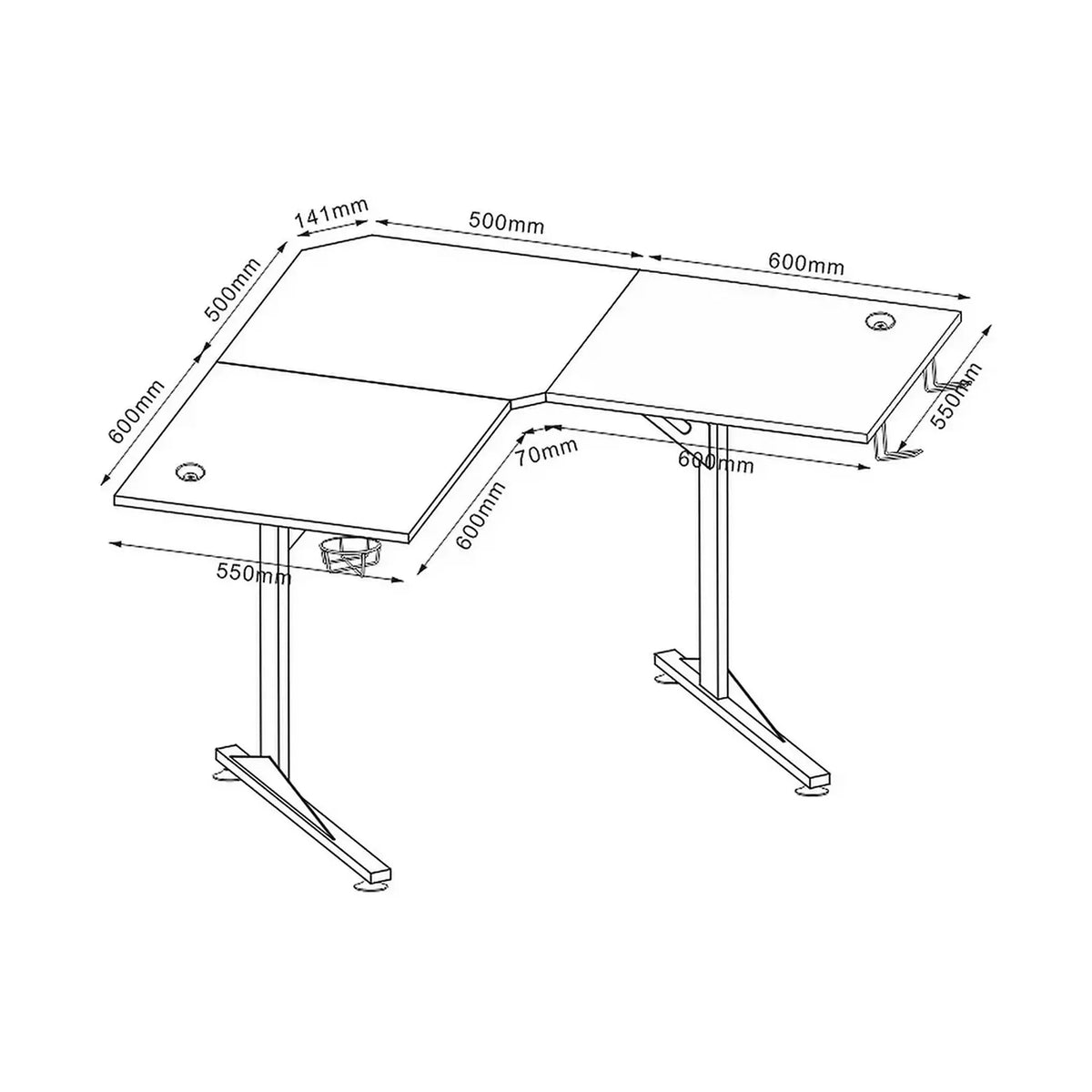 Masa birou B-219, negru, PAL/metal, 120x120x76 cm