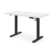 Masa birou B54, alb/negru, PAL laminat/otel, 120x60x75-120 cm