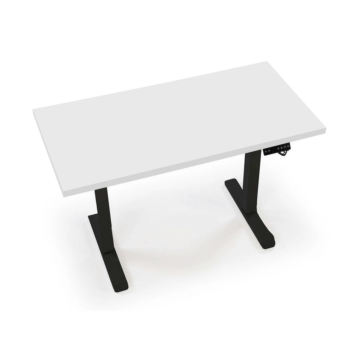 Masa birou B54, alb/negru, PAL laminat/otel, 120x60x75-120 cm