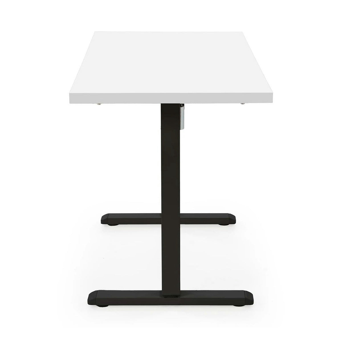 Masa birou B54, alb/negru, PAL laminat/otel, 120x60x75-120 cm