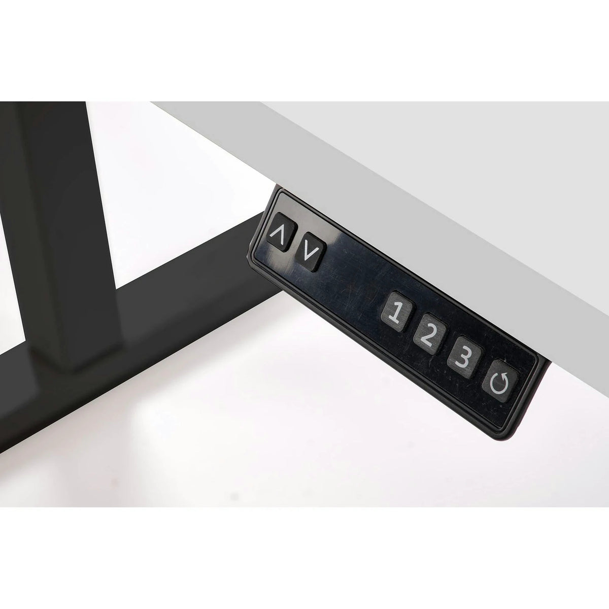Masa birou B54, alb/negru, PAL laminat/otel, 120x60x75-120 cm