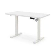 Masa birou B54, alb, PAL laminat/otel, 120x60x75-120 cm