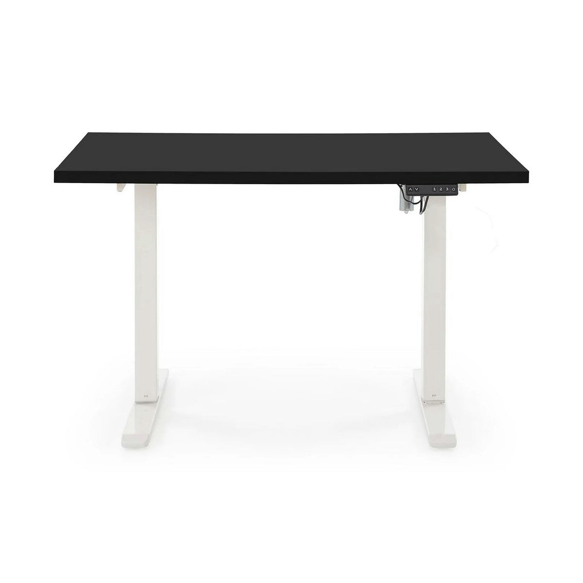 Masa birou B54, negru/alb, PAL laminat/otel, 120x60x75-120 cm
