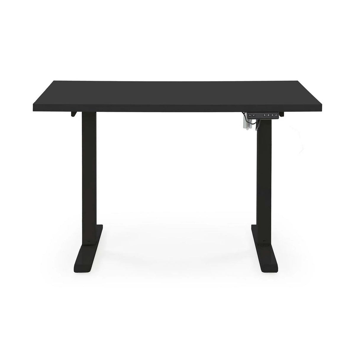 Masa birou B54, negru, PAL laminat/otel, 120x60x75-120 cm