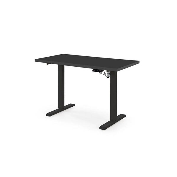 Masa birou B54, negru, PAL laminat/otel, 120x60x75-120 cm