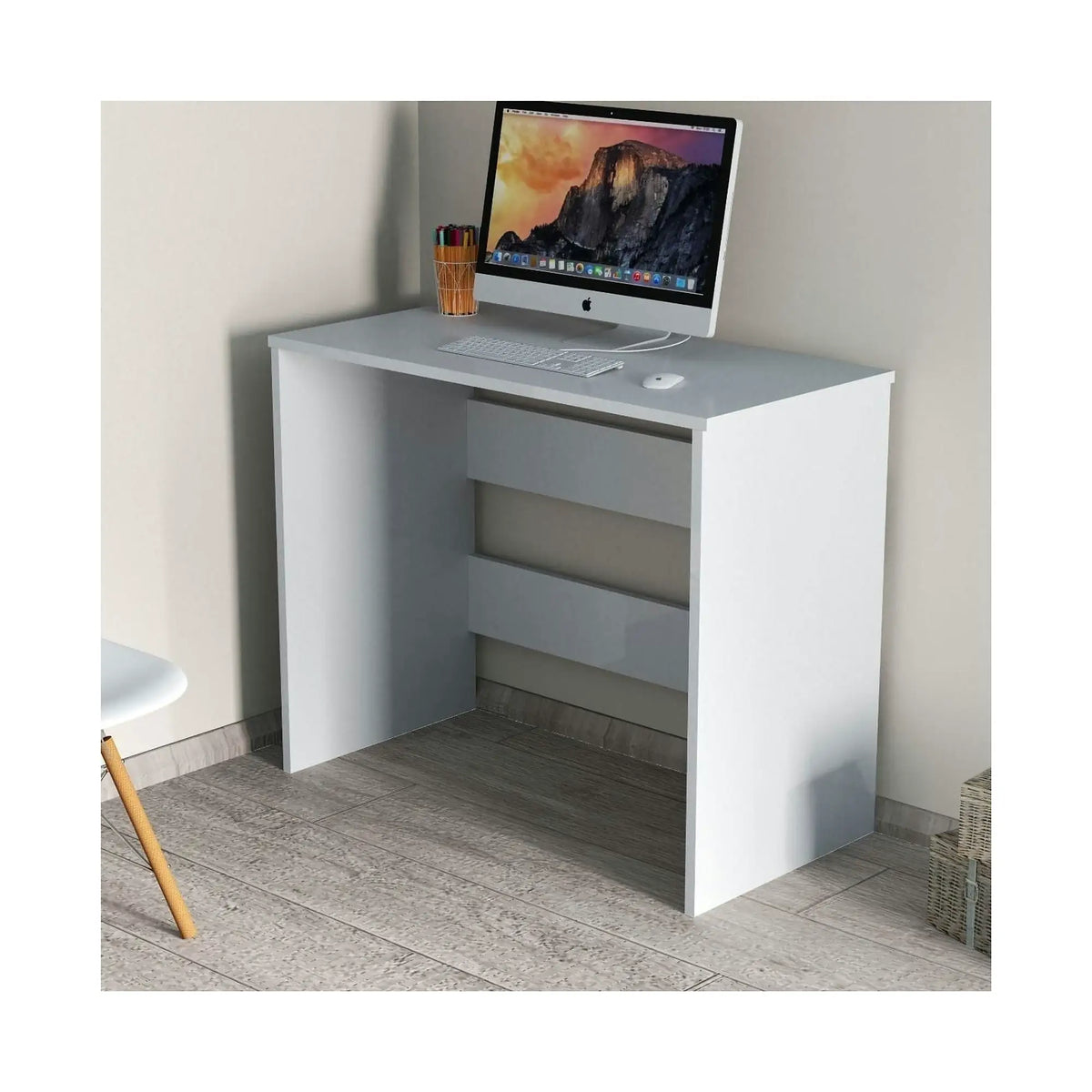 Masa birou CLM0101, alb, PAL melaminat, 90x45x74 cm