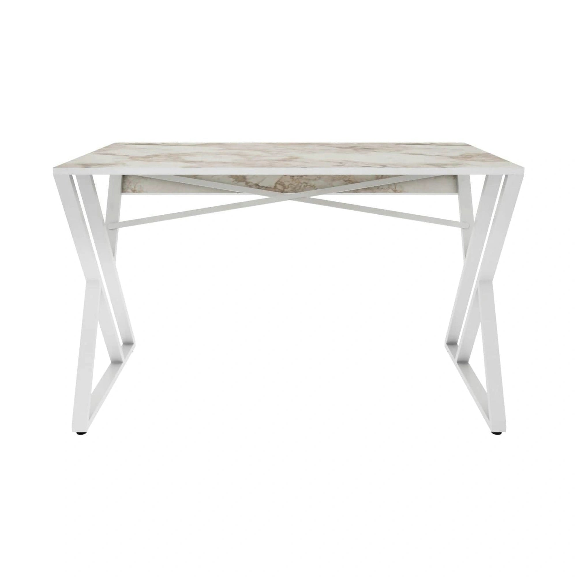 Masa birou GYZA, alb cu efect de marmura, alb, PAL melaminat, 120x60x75 cm