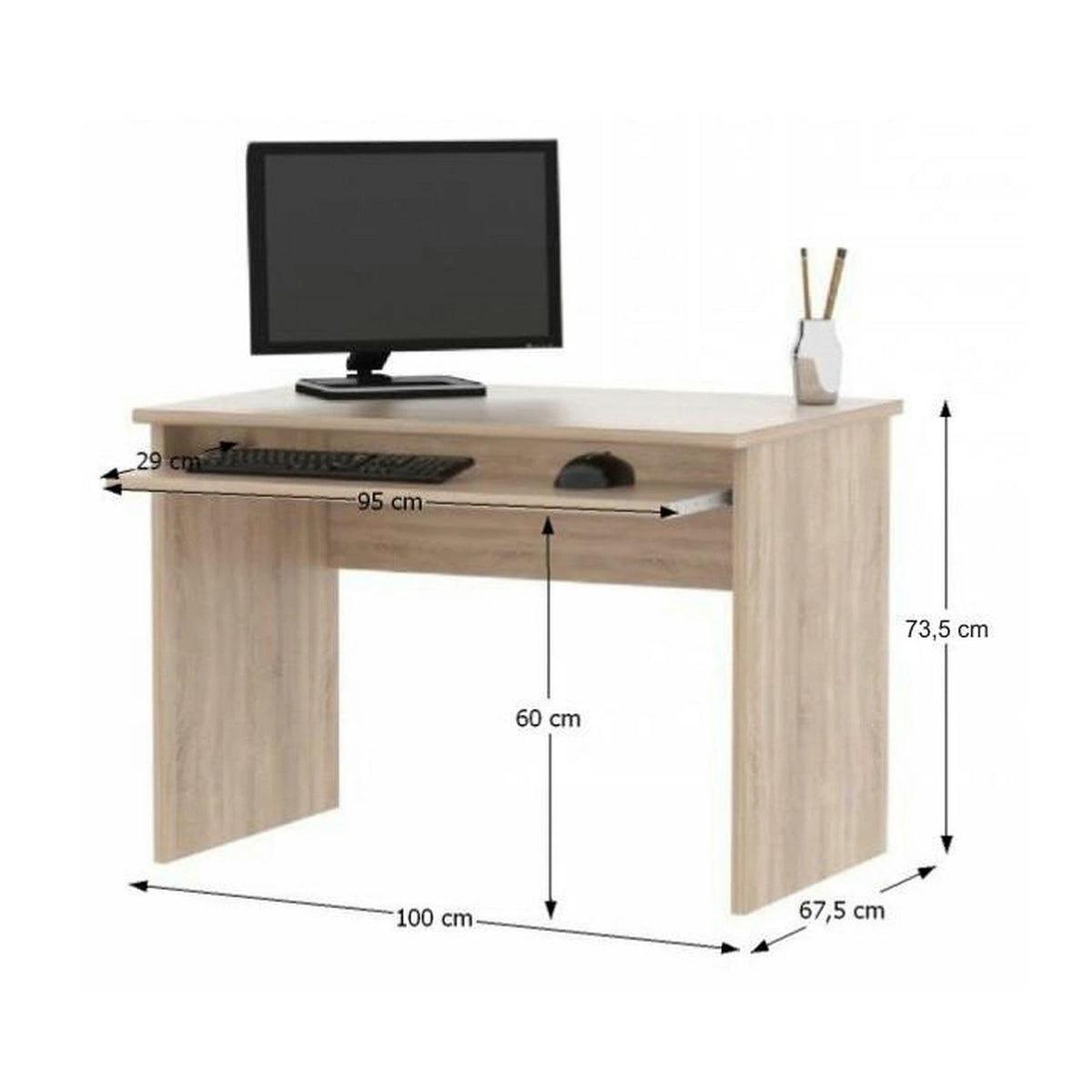 Masa birou JOHAN NEW 02, stejar sonoma, DTD laminat, 100x68x74 cm
