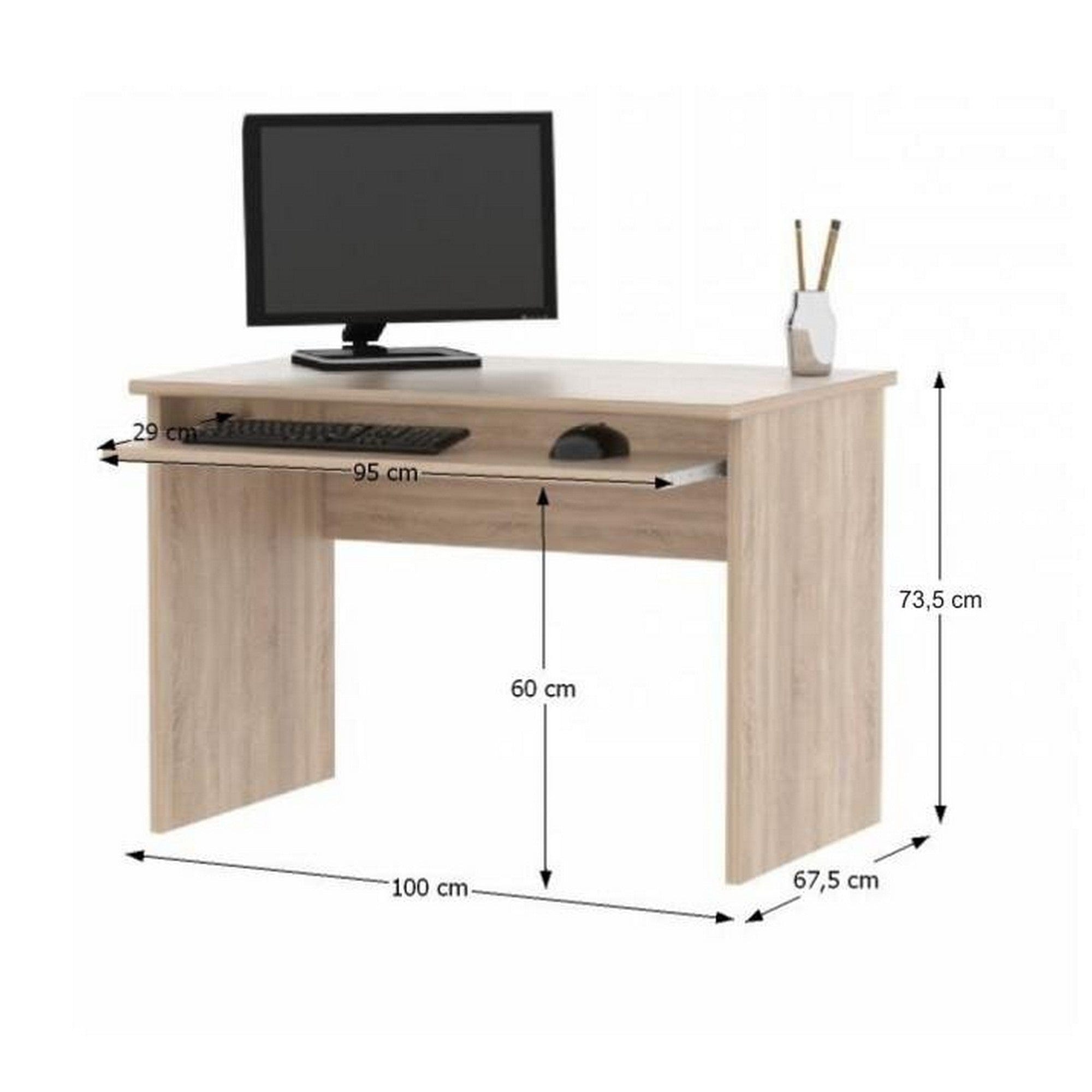 Masa birou JOHAN NEW 02, stejar sonoma, DTD laminat, 100x68x74 cm
