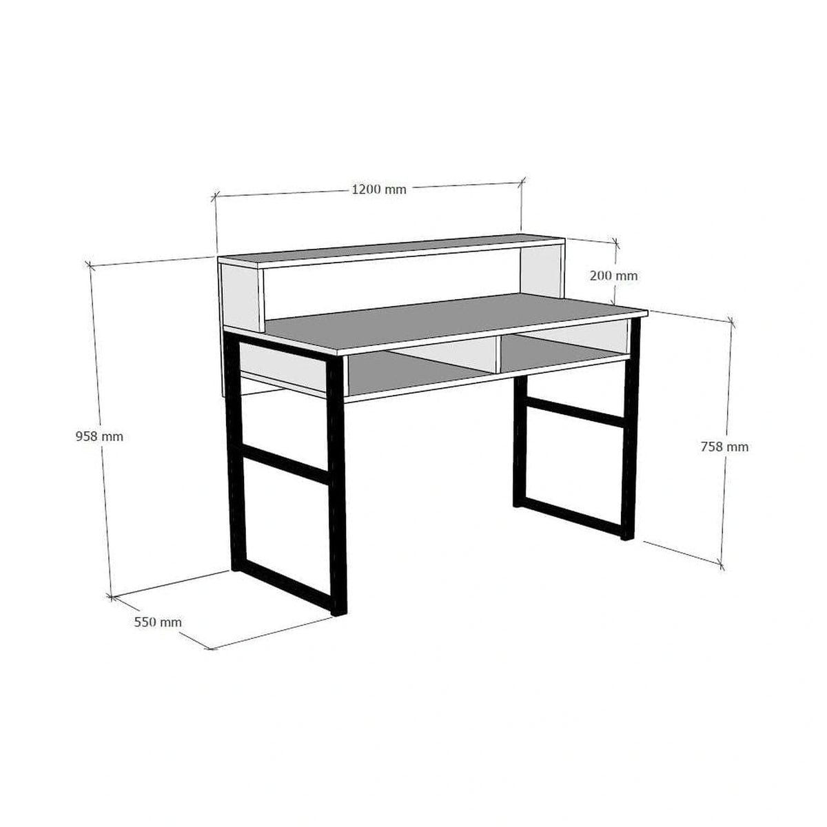 Masa birou KEMO, nuc/negru, PAL melaminat, 120x55x96 cm