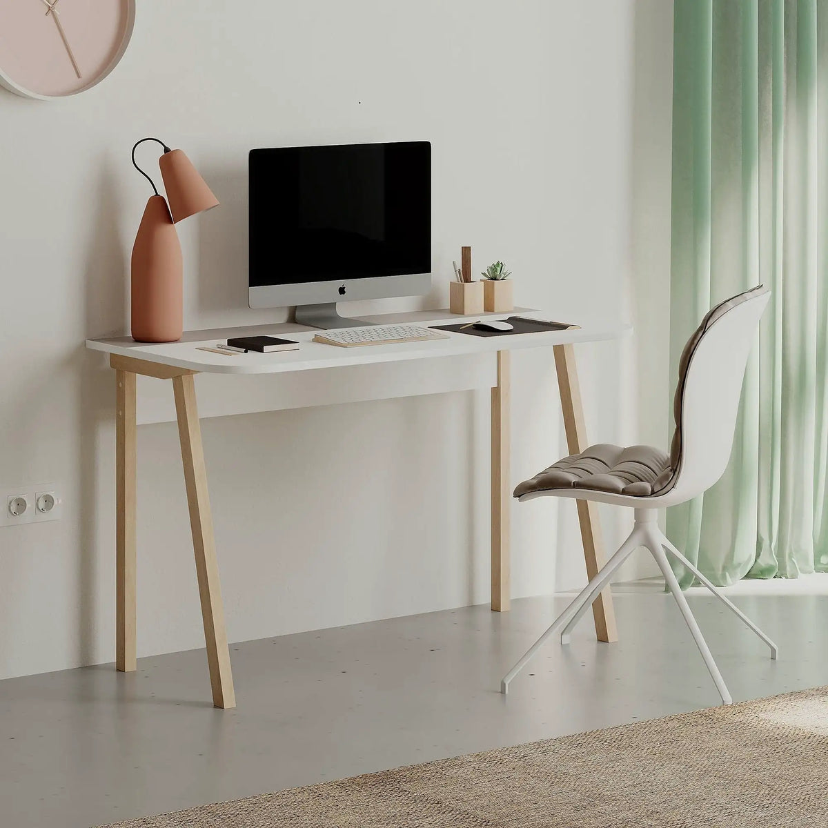 Masa birou LUTON, gri/stejar, PAL melaminat, 120x60x75 cm