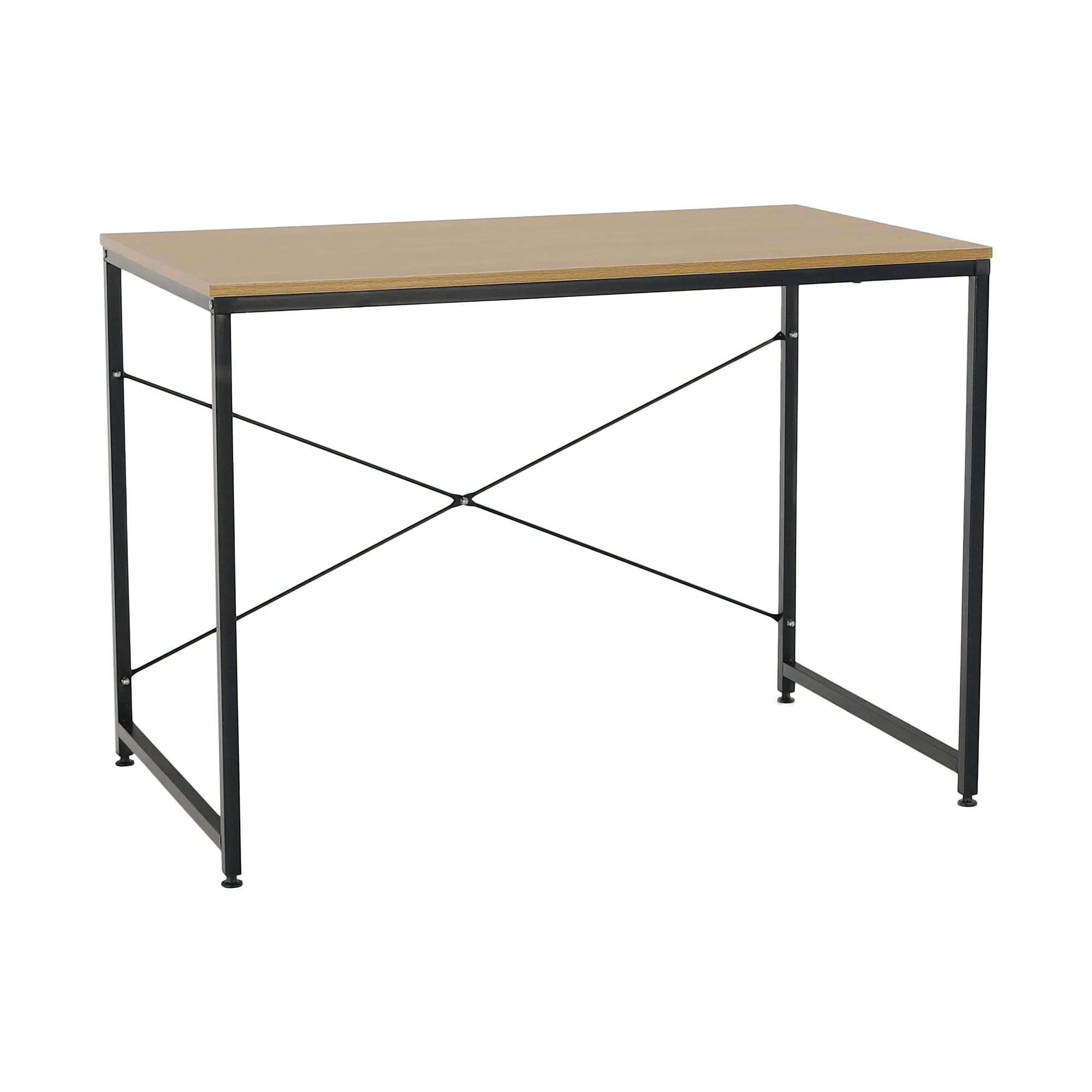Masa birou MELLORA, stejar/negru, DTD laminat/metal, 100x60x72 cm