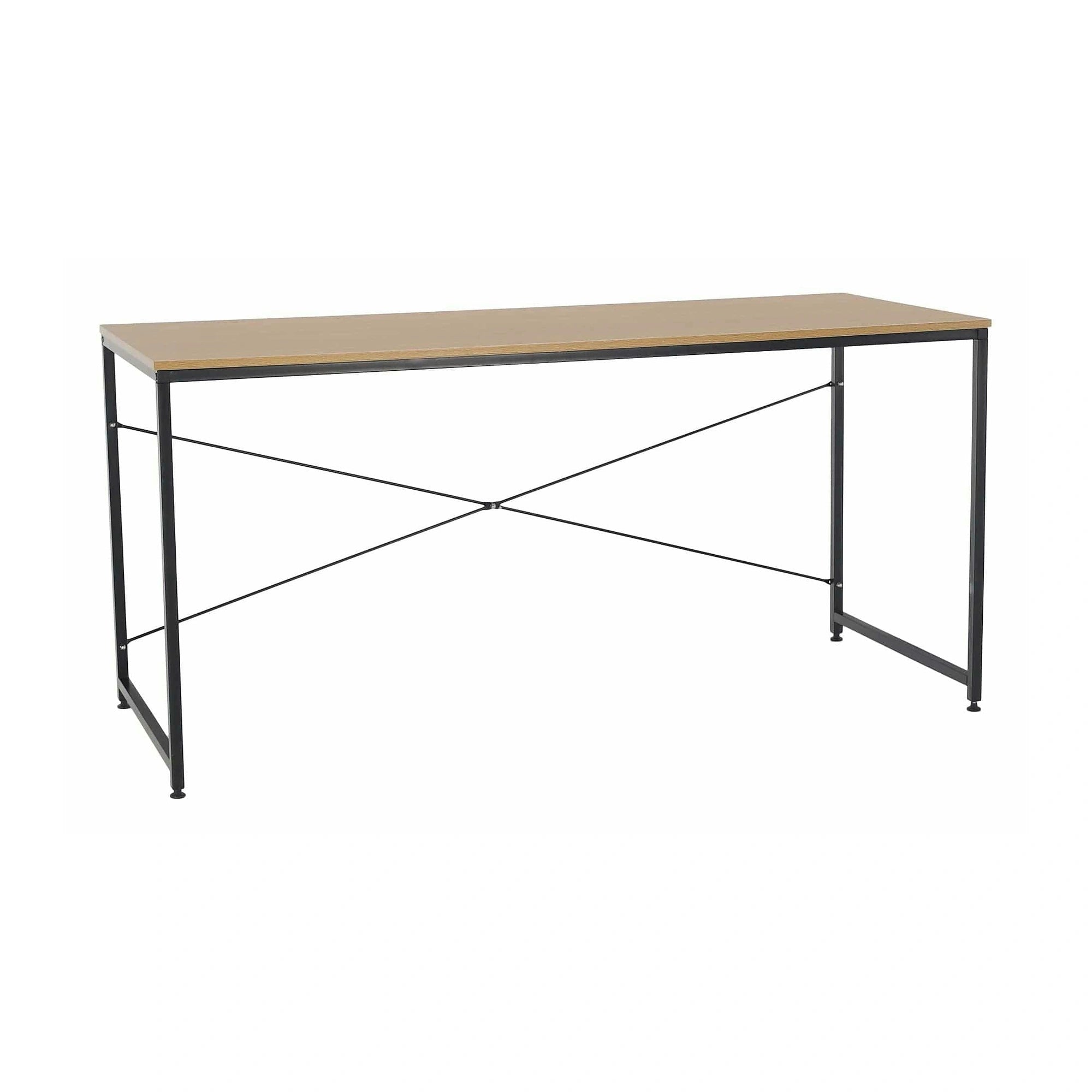 Masa birou MELLORA, stejar/negru, DTD laminat/metal, 150x60x72 cm