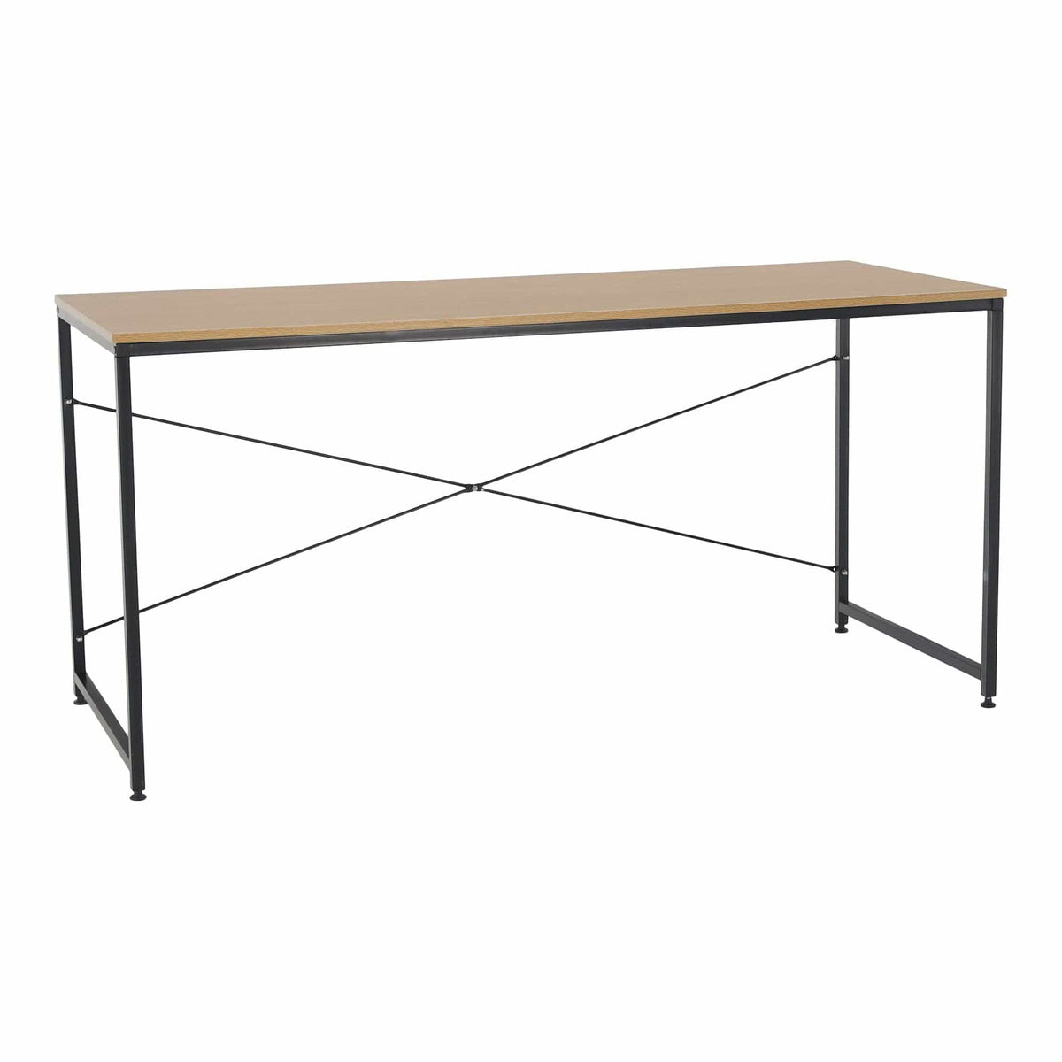 Masa birou MELLORA, stejar/negru, DTD laminat/metal, 150x60x72 cm