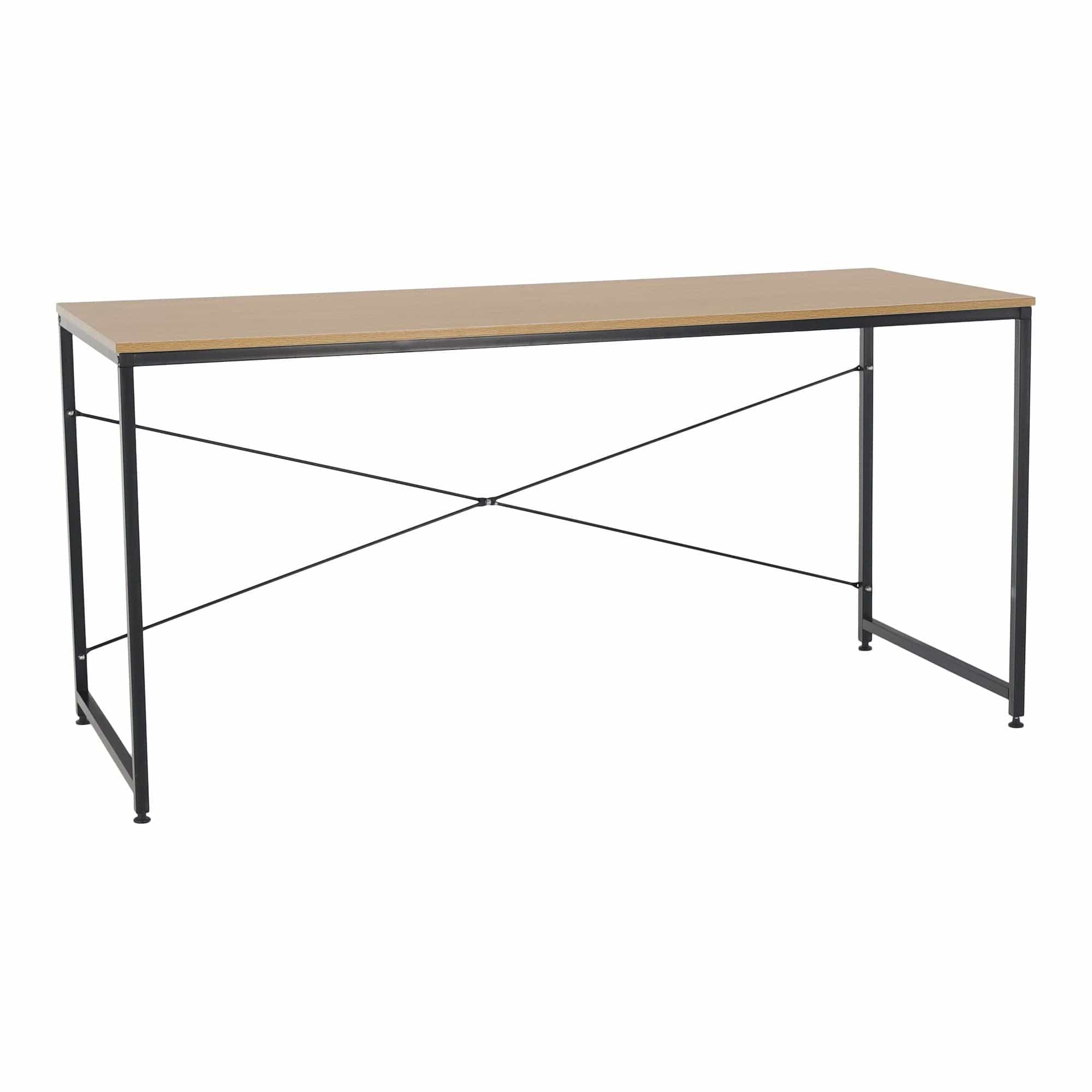 Masa birou MELLORA, stejar/negru, DTD laminat/metal, 150x60x72 cm