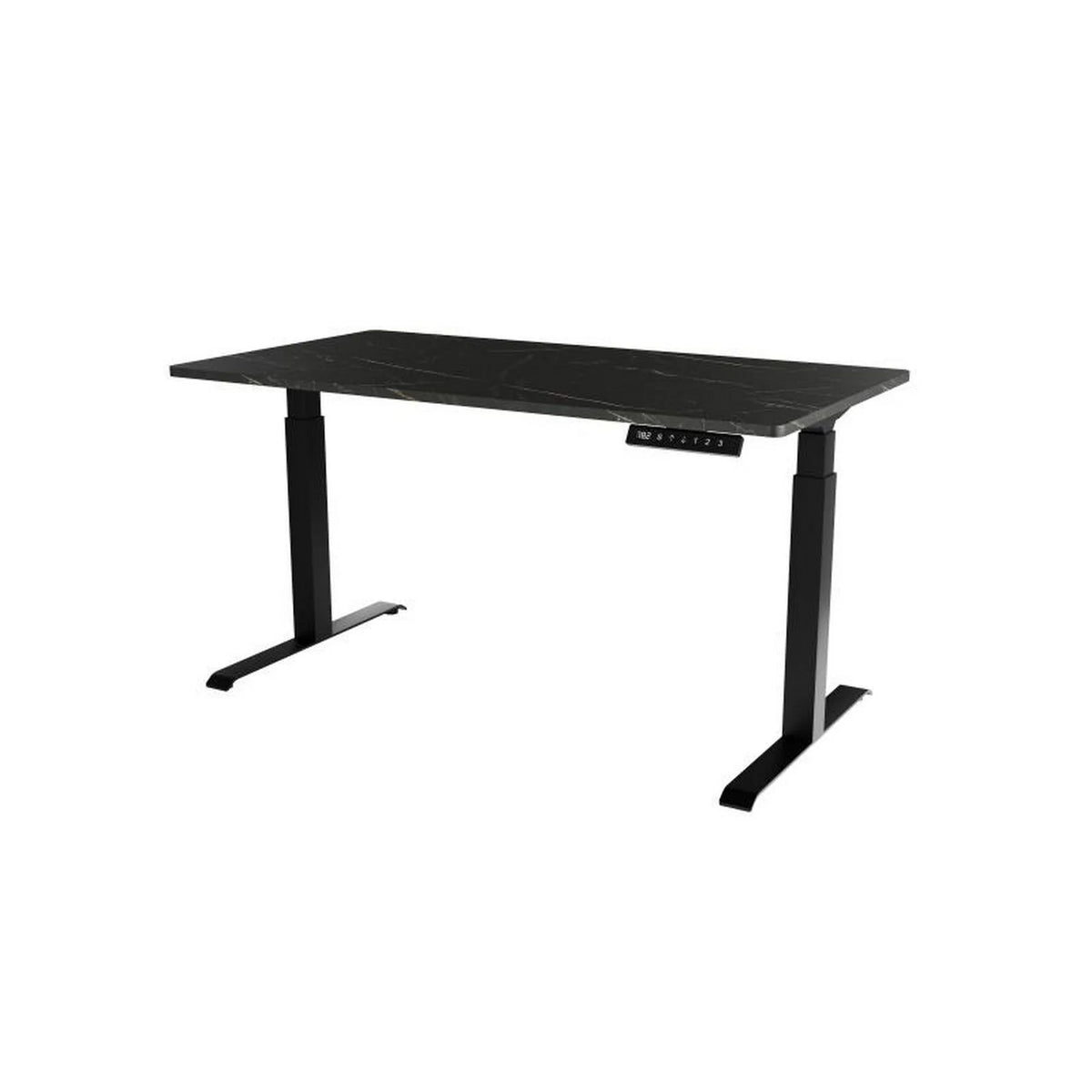 Masa birou MOON, negru cu imprimeu marmura, inaltime reglabila, 150x80x72-120 cm