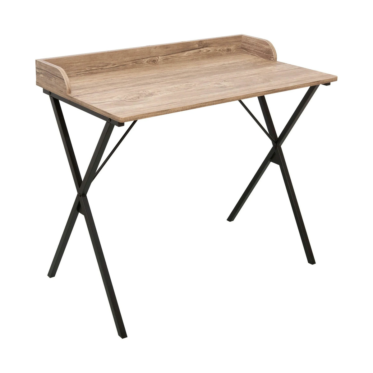 Masa birou OFIS, stejar/negru, DTD laminat/metal, 90x50x79 cm