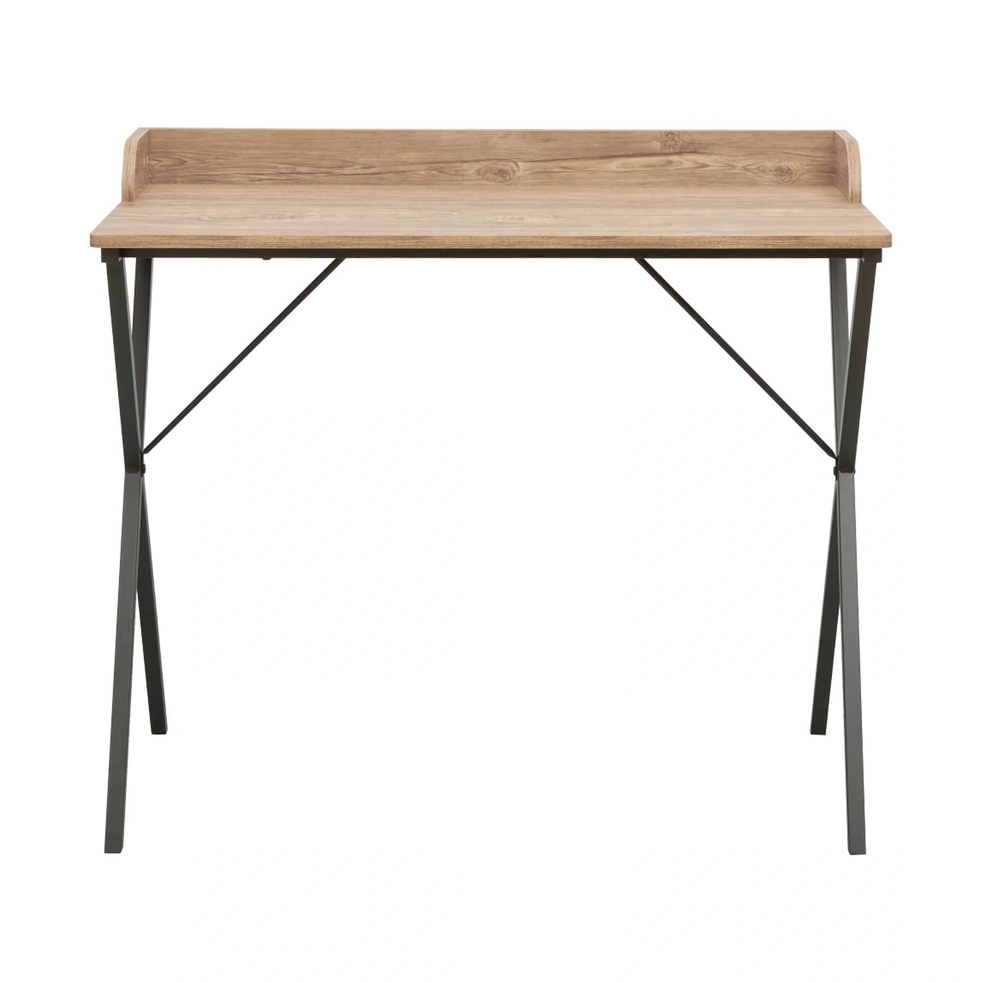 Masa birou OFIS, stejar/negru, DTD laminat/metal, 90x50x79 cm