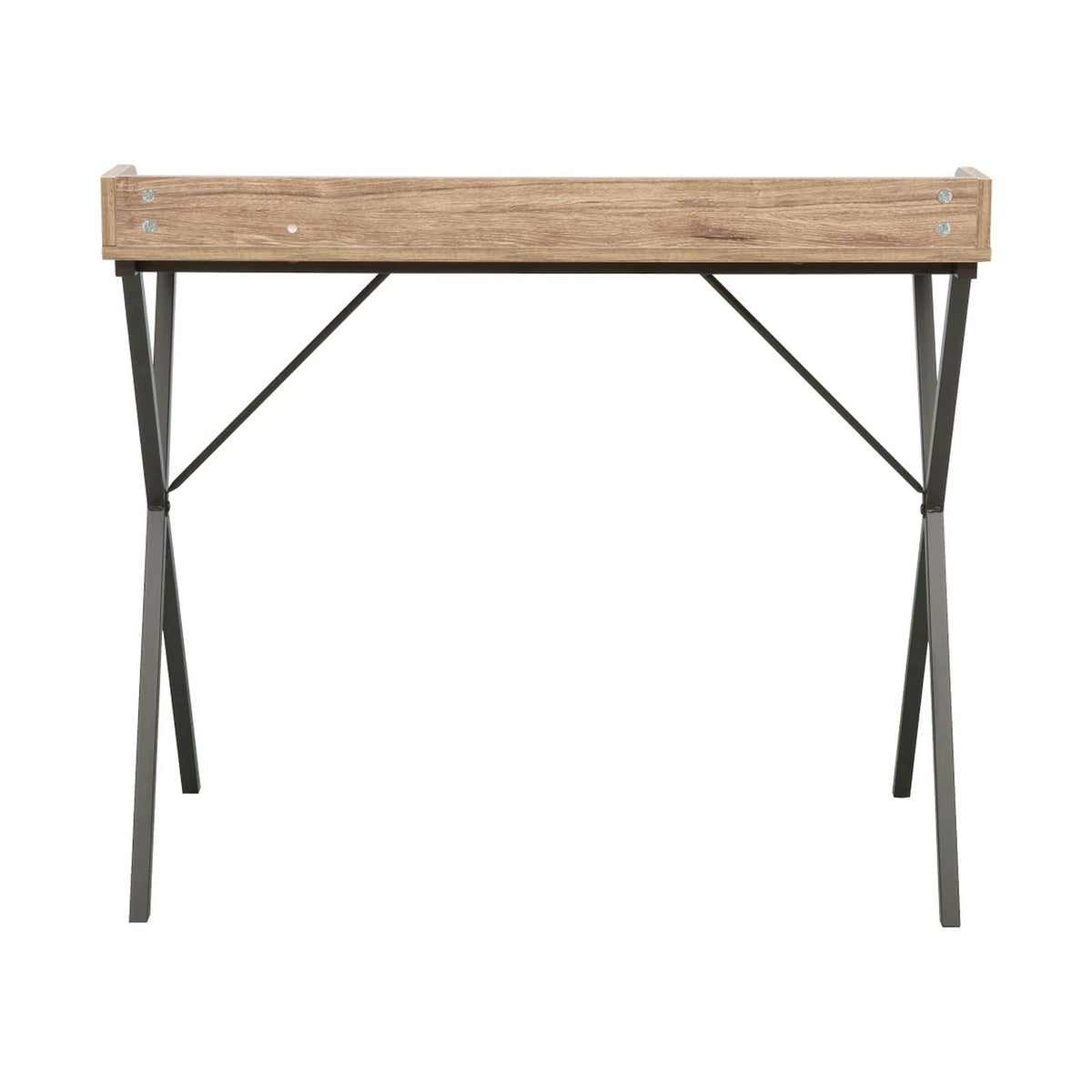 Masa birou OFIS, stejar/negru, DTD laminat/metal, 90x50x79 cm