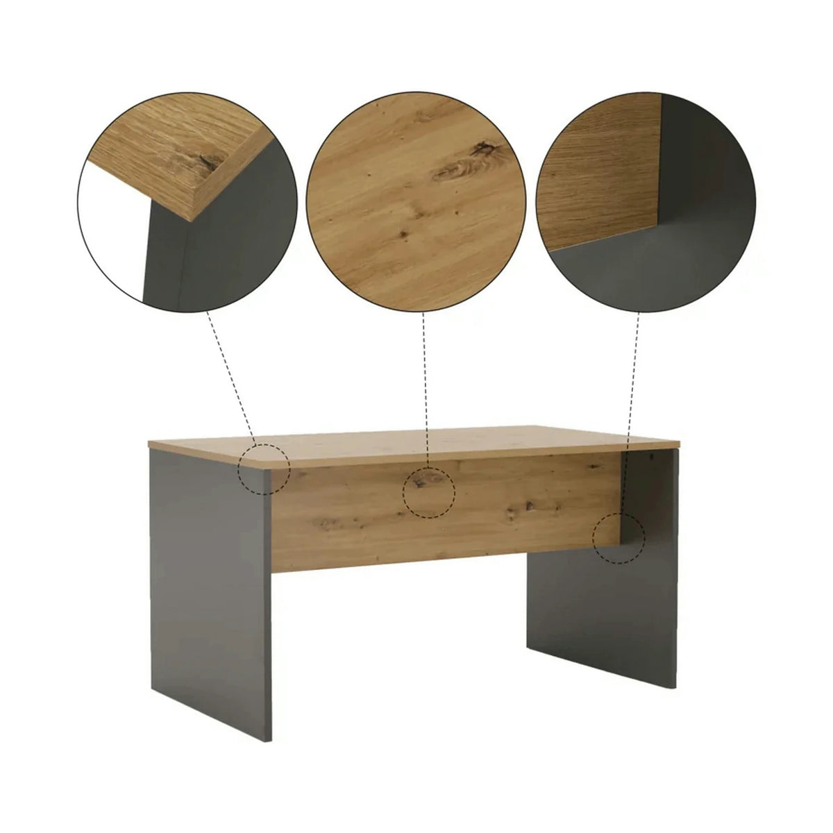 Masa birou RIOMA NEW TYP 11, stejar artisan/gri grafit, DTD laminat, 140x80x76 cm