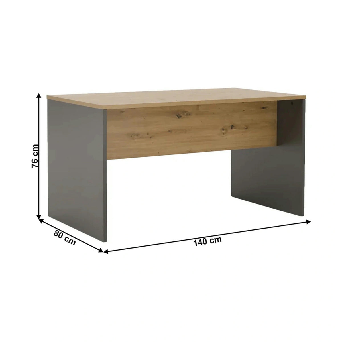 Masa birou RIOMA NEW TYP 11, stejar artisan/gri grafit, DTD laminat, 140x80x76 cm