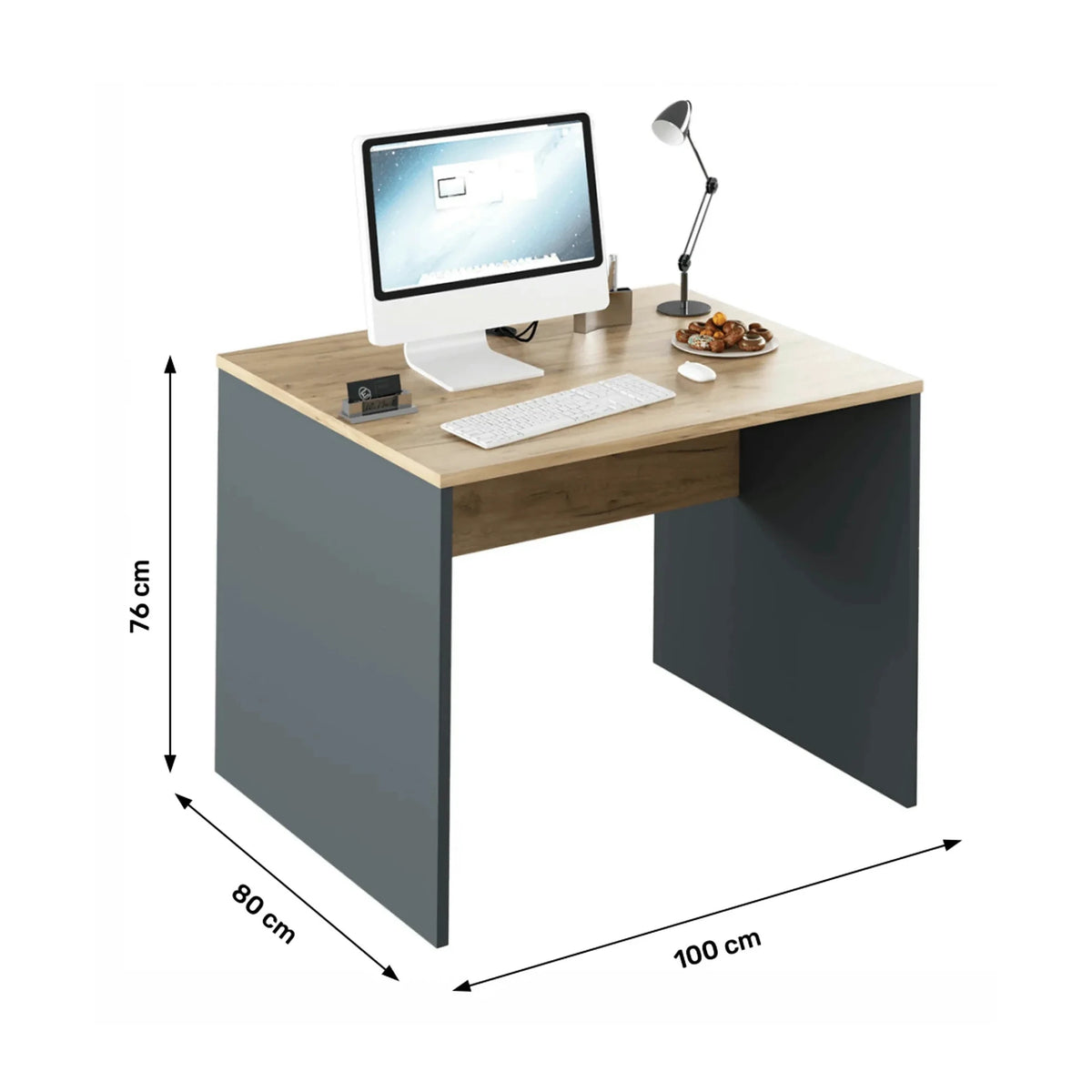 Masa birou RIOMA NEW TYP 12, gri grafit/stejar artisan, DTD laminat, 100x80x76 cm