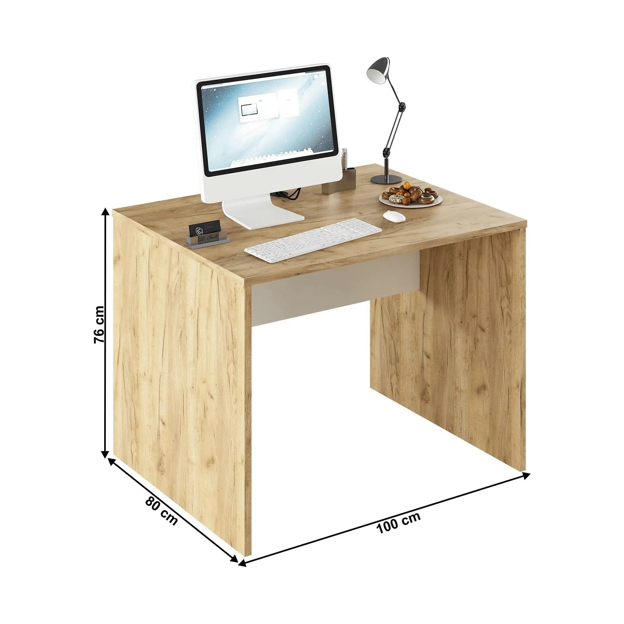 Masa birou RIOMA NEW TYP 12, stejar artisan/alb, DTD laminat, 100x80x76 cm