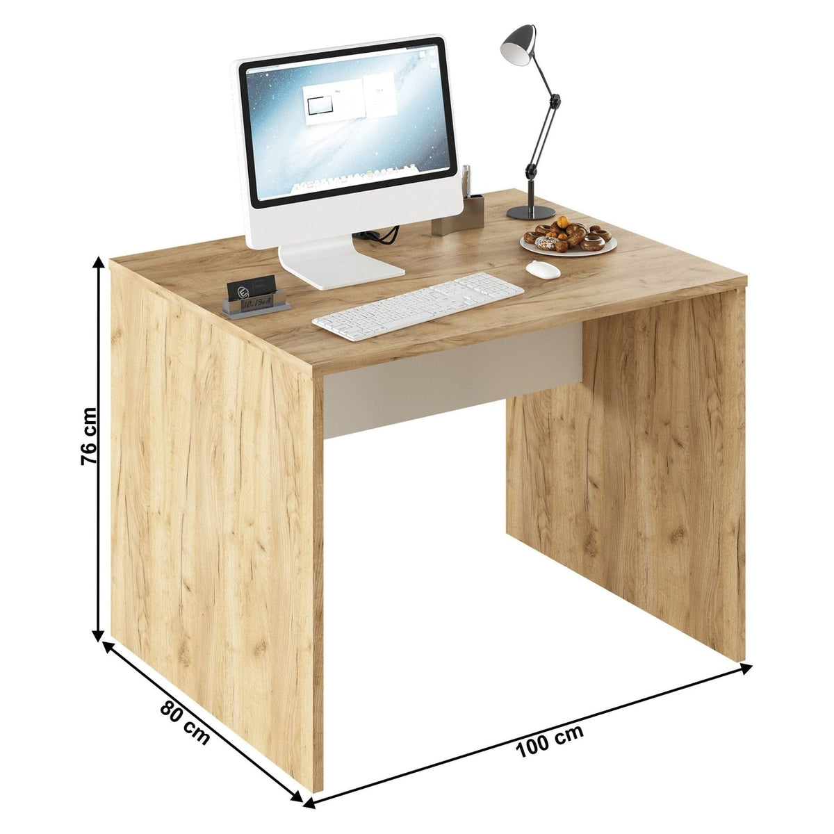 Masa birou RIOMA NEW TYP 12, stejar artisan/alb, DTD laminat, 100x80x76 cm