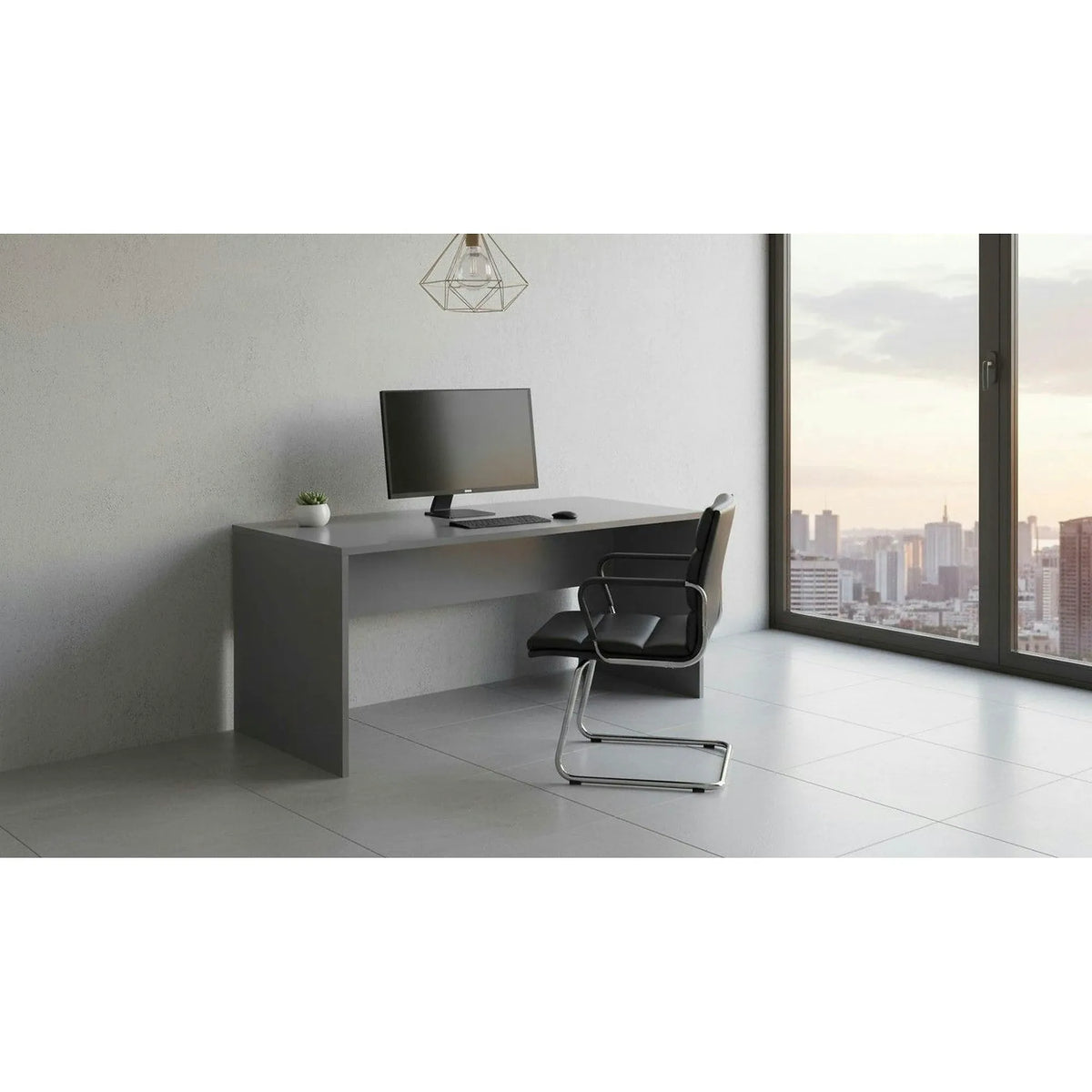 Masa birou RIOMA NEW TYP 16, gri grafit, DTD laminat, 160x80x76 cm