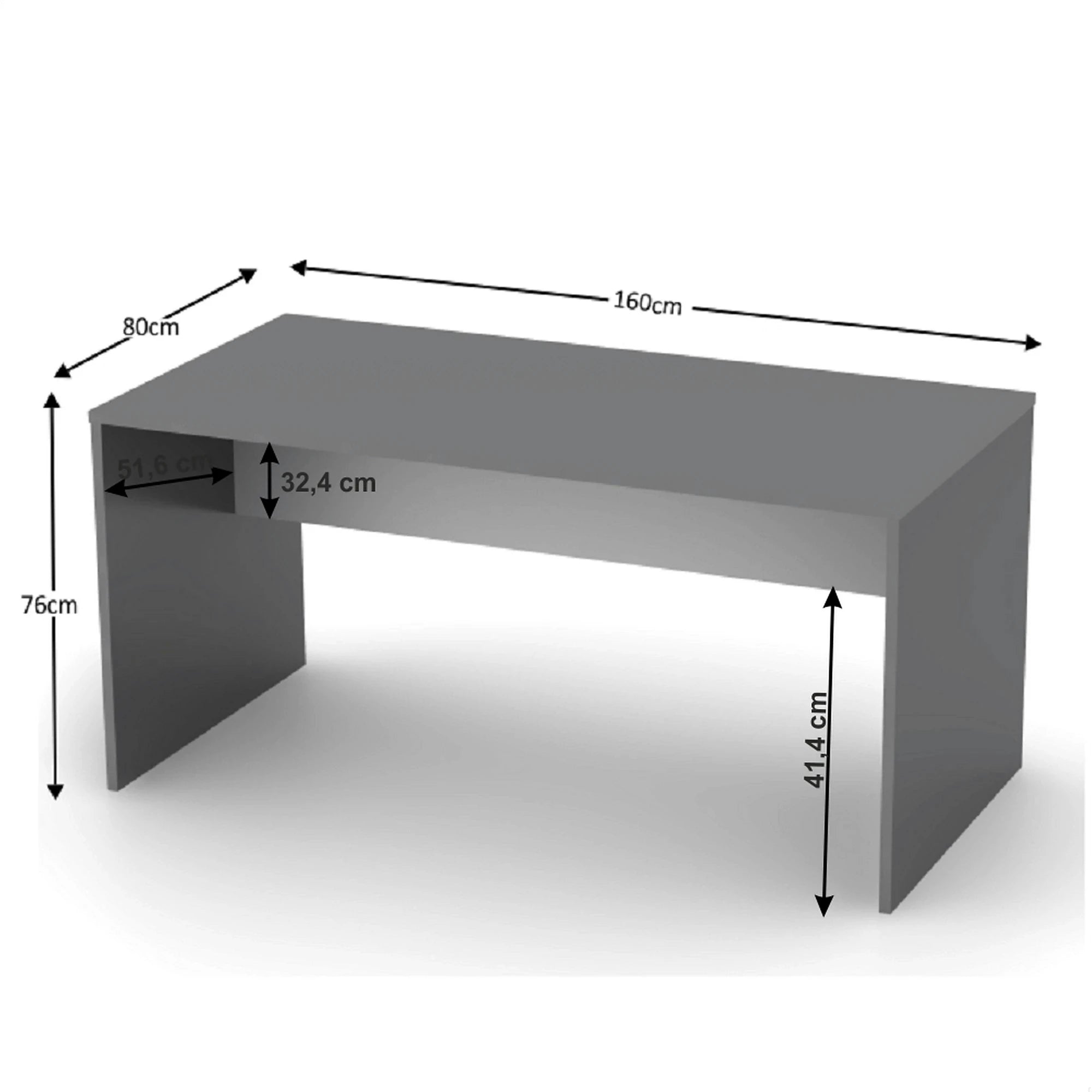Masa birou RIOMA NEW TYP 16, gri grafit, DTD laminat, 160x80x76 cm