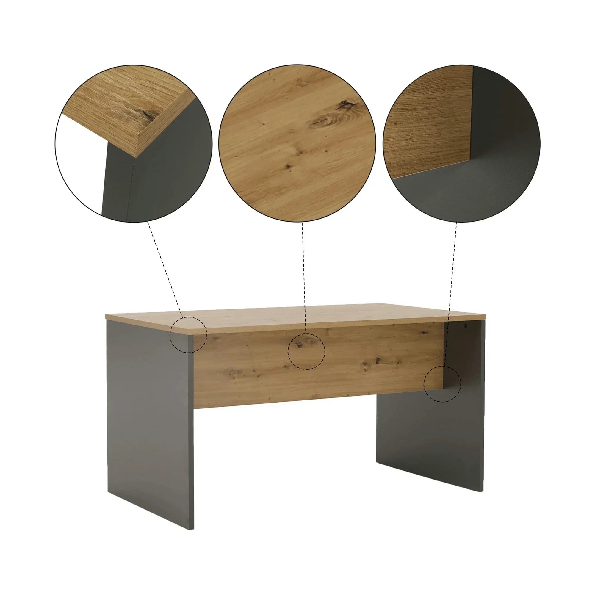 Masa birou RIOMA NEW TYP 16, gri grafit/stejar artisan, DTD laminat, 160x80x76 cm