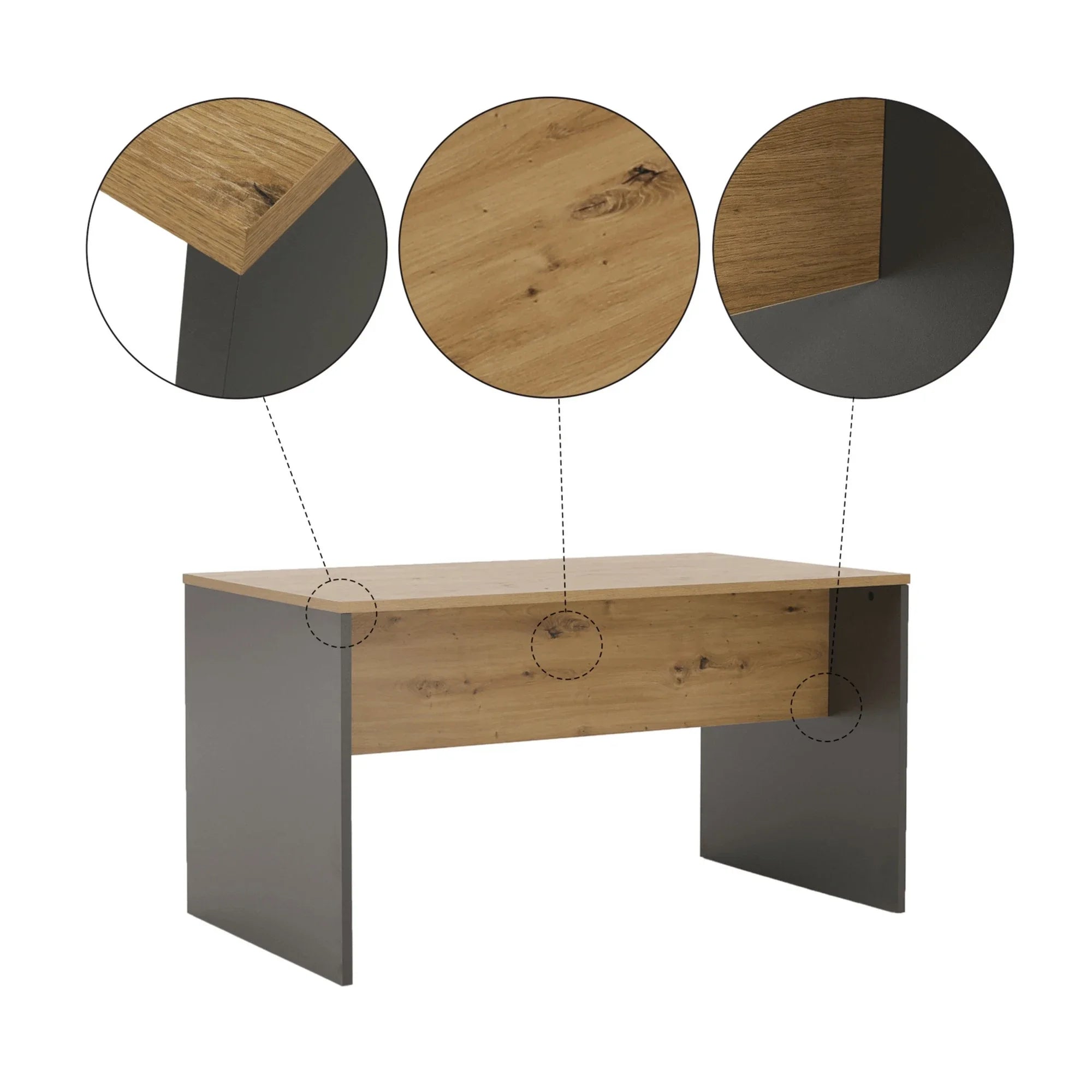 Masa birou RIOMA NEW TYP 16, gri grafit/stejar artisan, DTD laminat, 160x80x76 cm