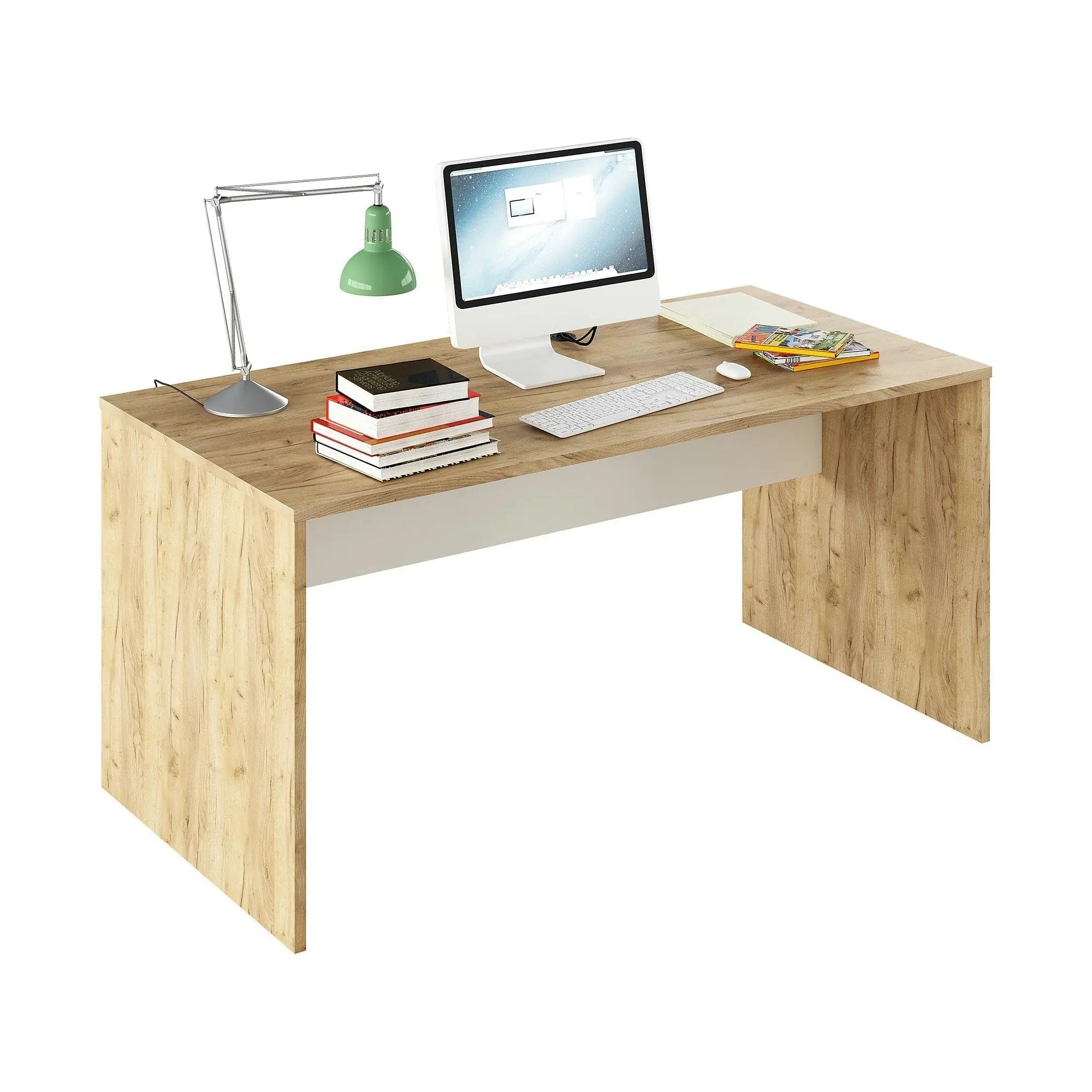 Masa birou RIOMA TYP 16, stejar artisan/alb, DTD laminat, 160x80x76 cm