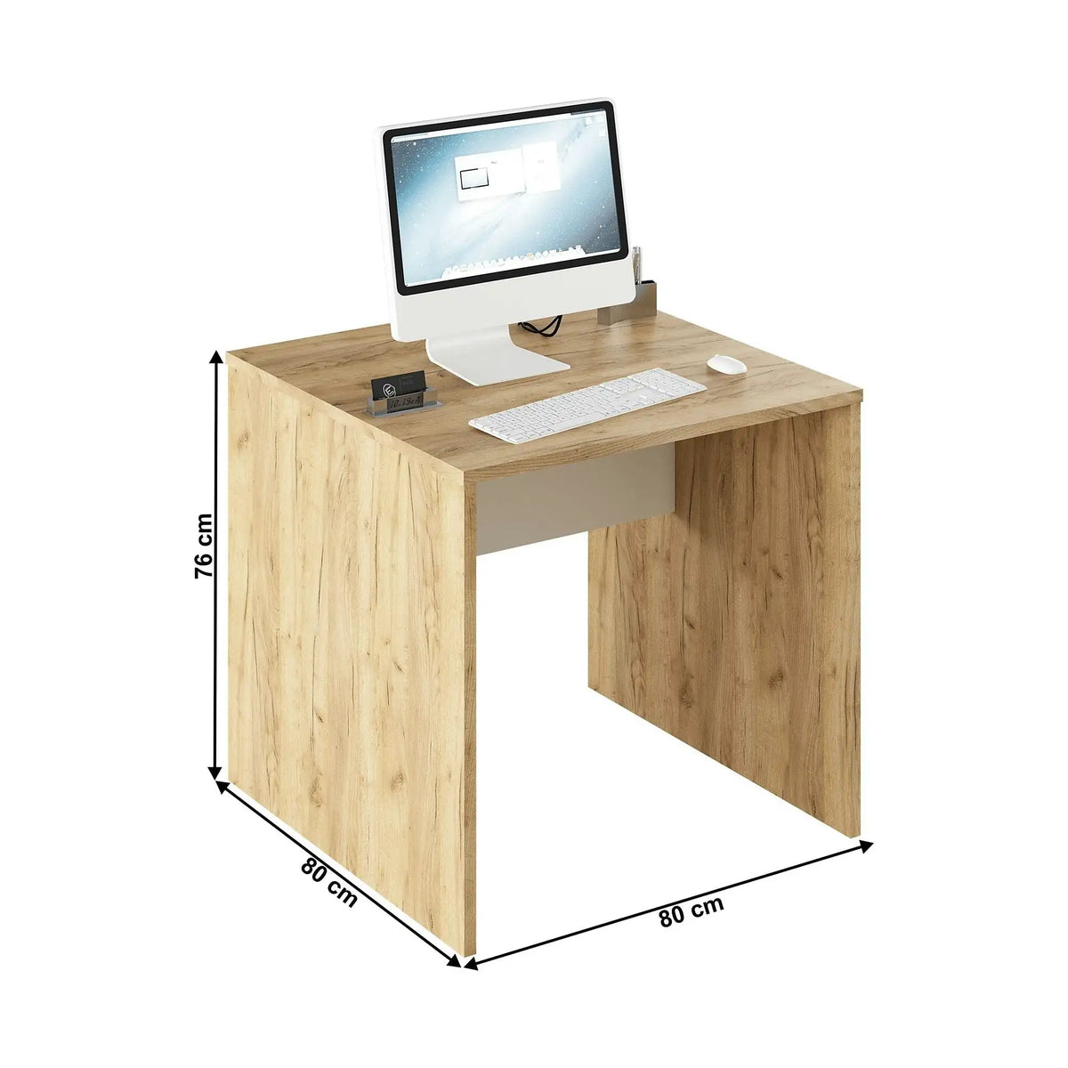 Masa birou RIOMA TYP 17, stejar artisan/alb, DTD laminat, 80x80x76 cm