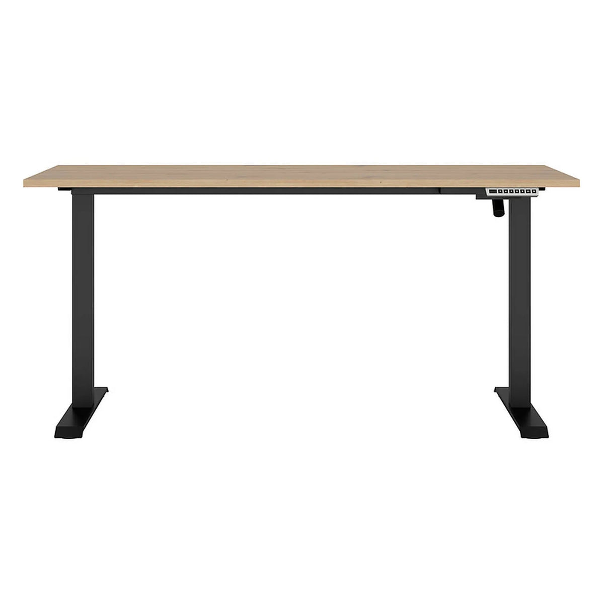 Masa birou SPACE OFFICE, stejar artisan/negru, PAL laminat/metal, cu inaltime reglabila, 160x68x72-120 cm