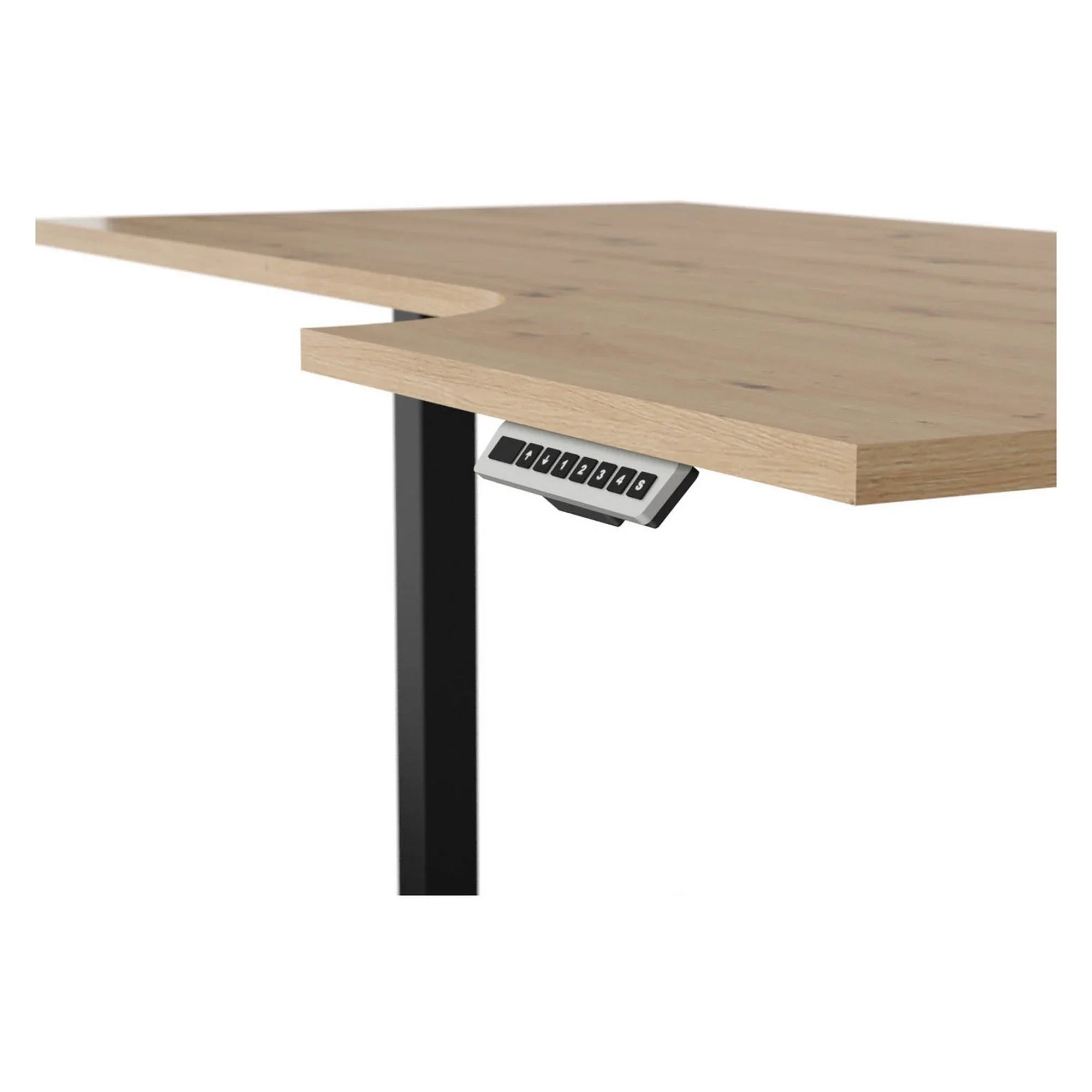 Masa birou SPACE OFFICE, stejar artisan/negru, PAL laminat/metal, pe dreapta cu inaltime reglabilla, 160x90x72-120 cm