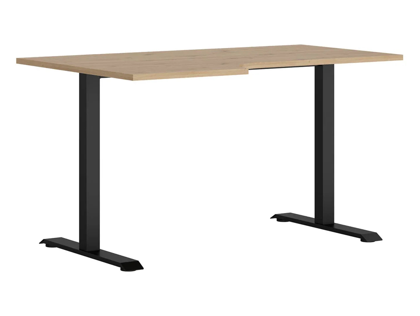 Masa birou SPACE OFFICE, stejar artisan/negru, PAL laminat/metal, pe stanga, 140x90x76 cm