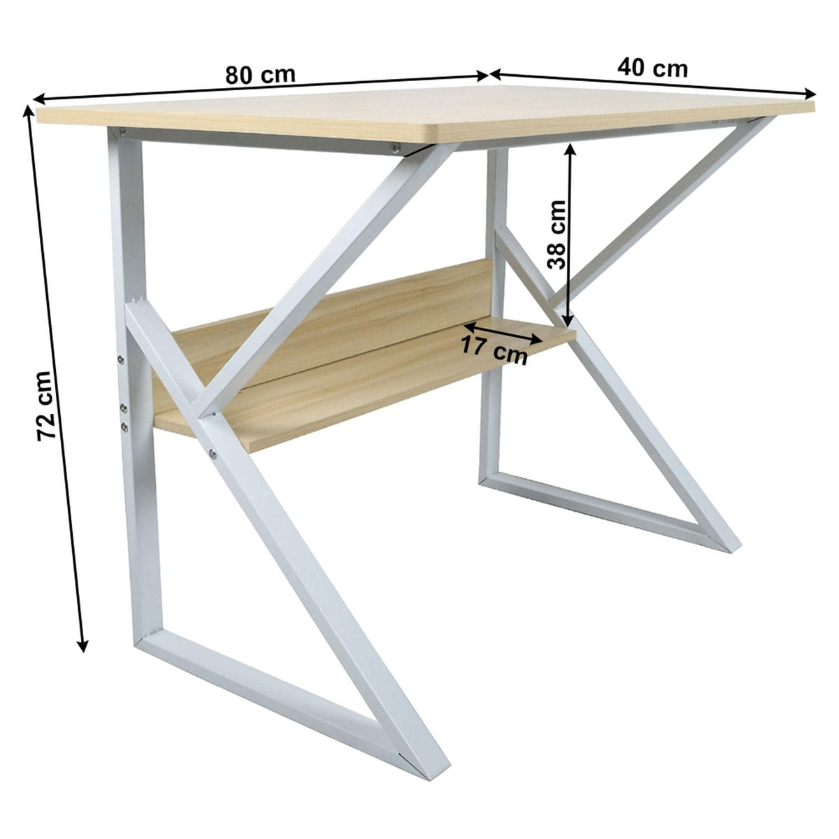 Masa birou TARCAL, stejar natural/alb, 80x40x72 cm