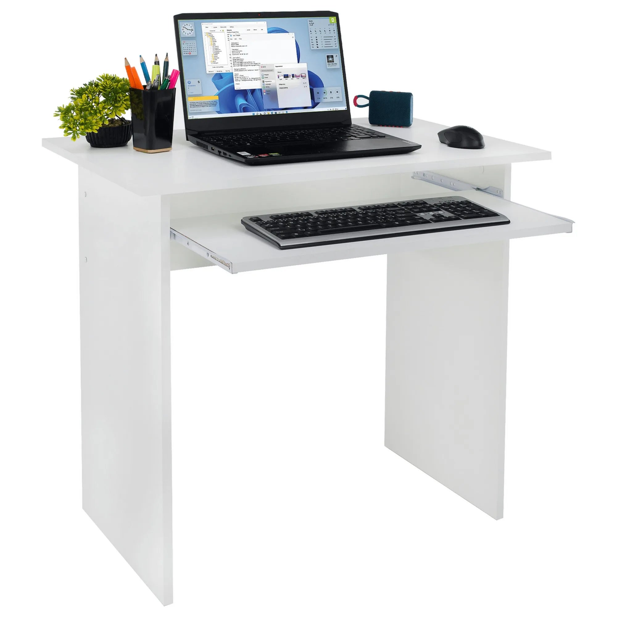 Masa birou VERNER NEW, alb, DTD laminat, 82x50x75 cm