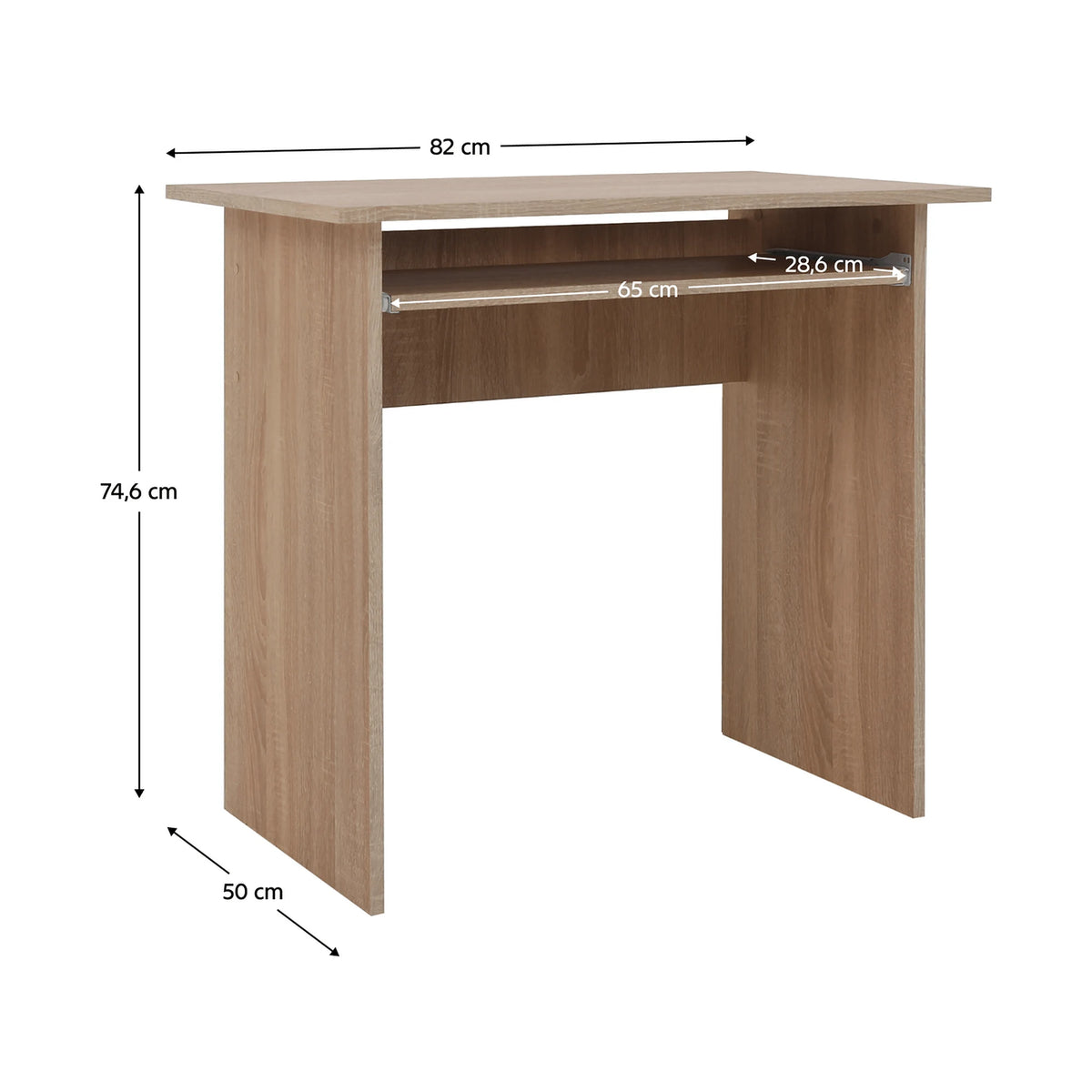 Masa birou VERNER NEW, stejar sonoma, PAL melaminat, 82x50x75 cm