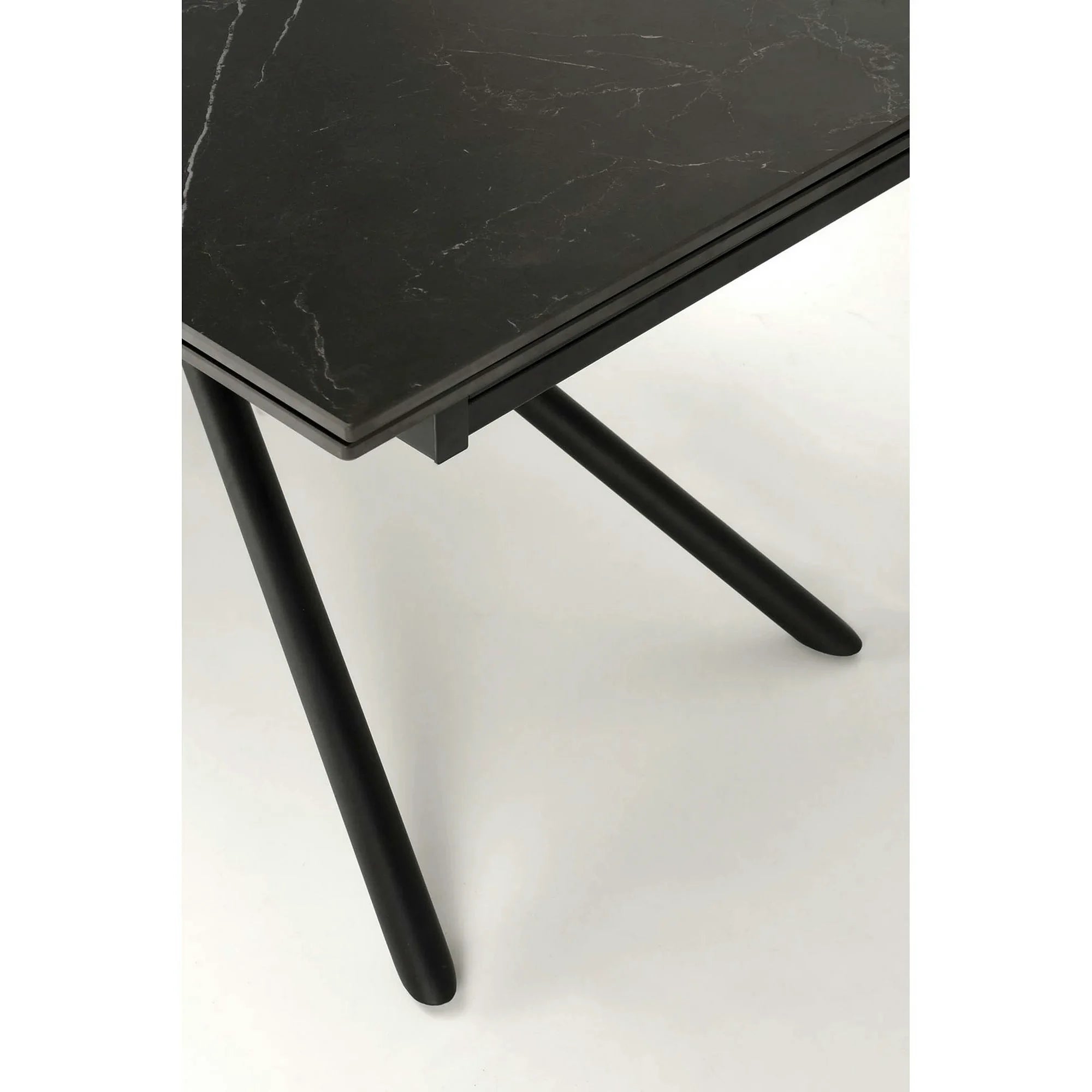 Masa blat ceramica/metal VITORINO, negru, 160/220x90x75 cm