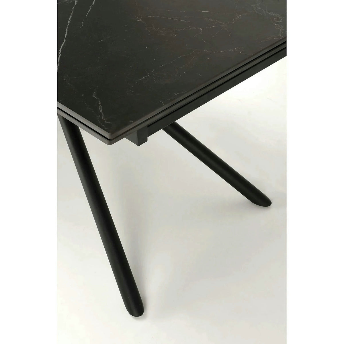 Masa blat ceramica/metal VITORINO, negru, 160/220x90x75 cm
