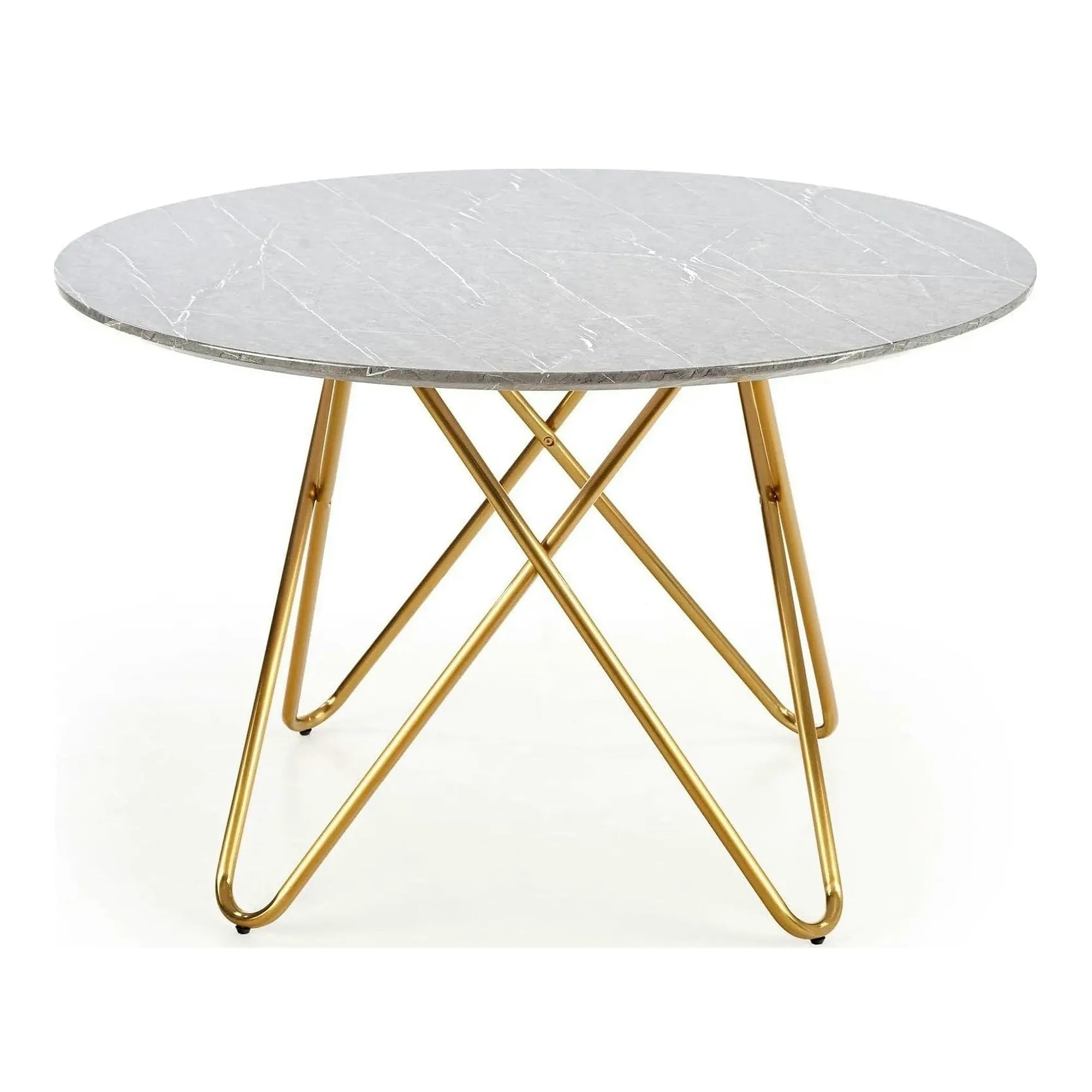 Masa BONELLO, gri/auriu, 120x120x76 cm